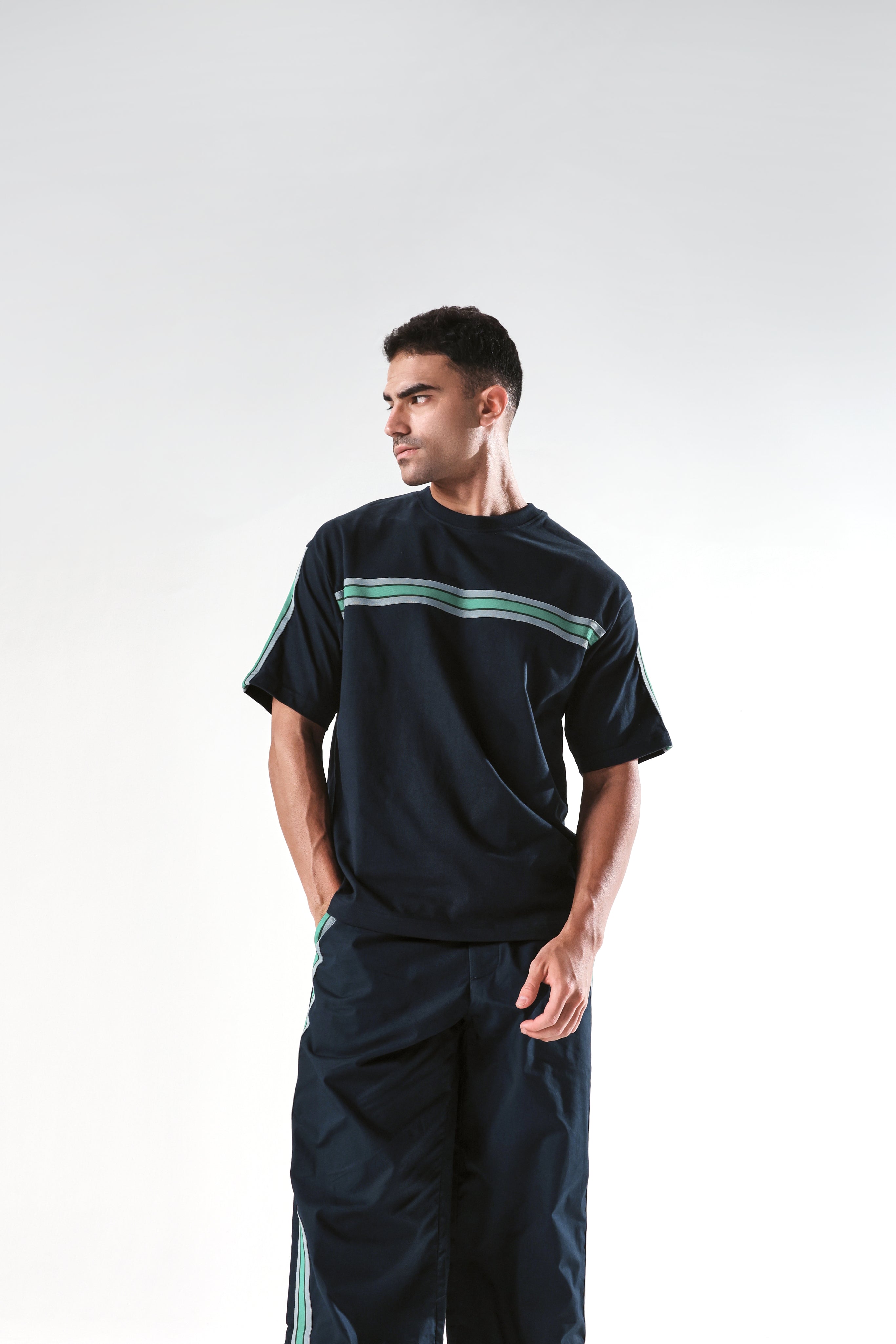 Rare Rabbit Men's Newnon Navy Cotton Plain Baggy Fit Track Pant