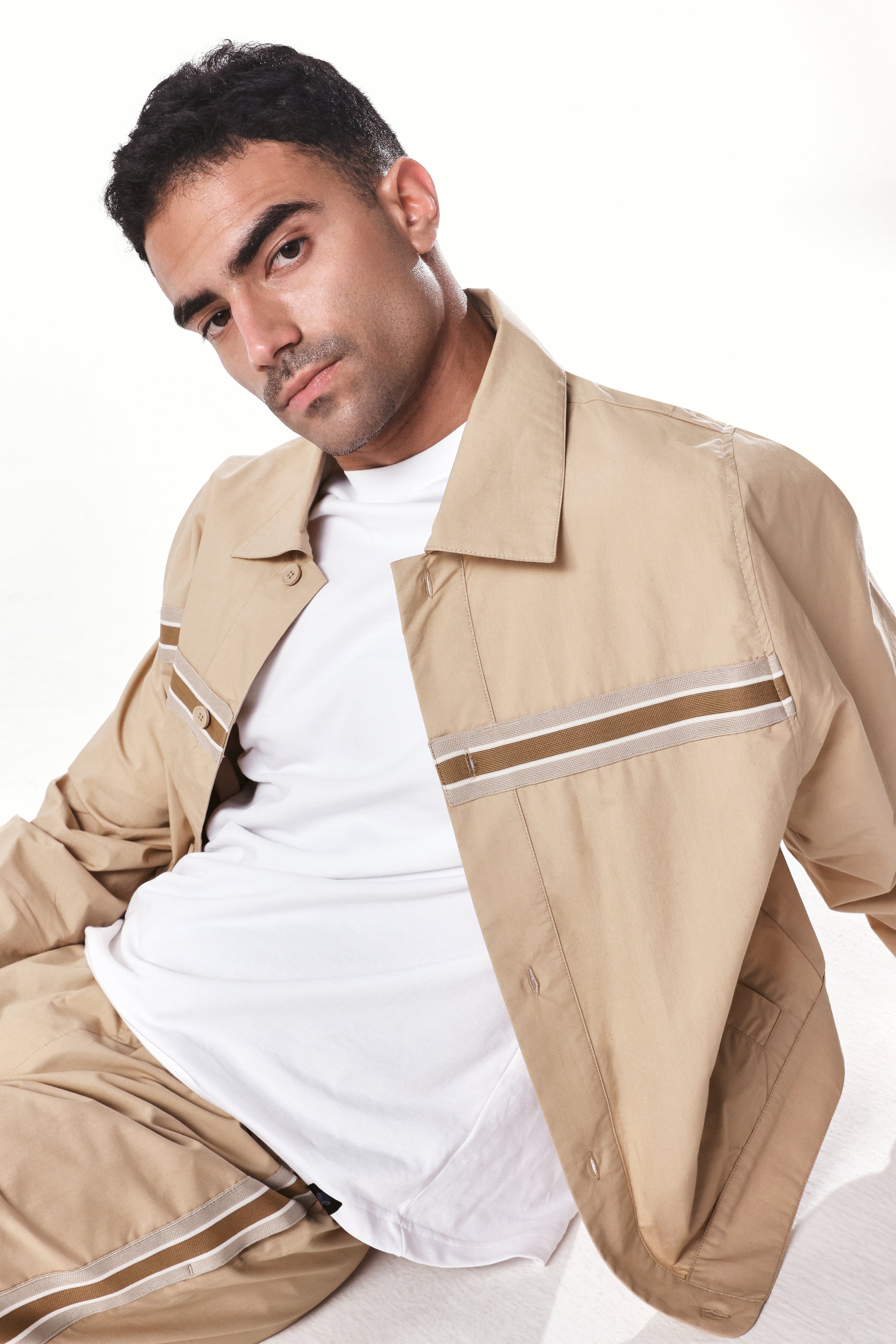 Rare Rabbit Men's Macon-S Beige Cotton Plain Regular Fit Full Sleeve Collared Shirt