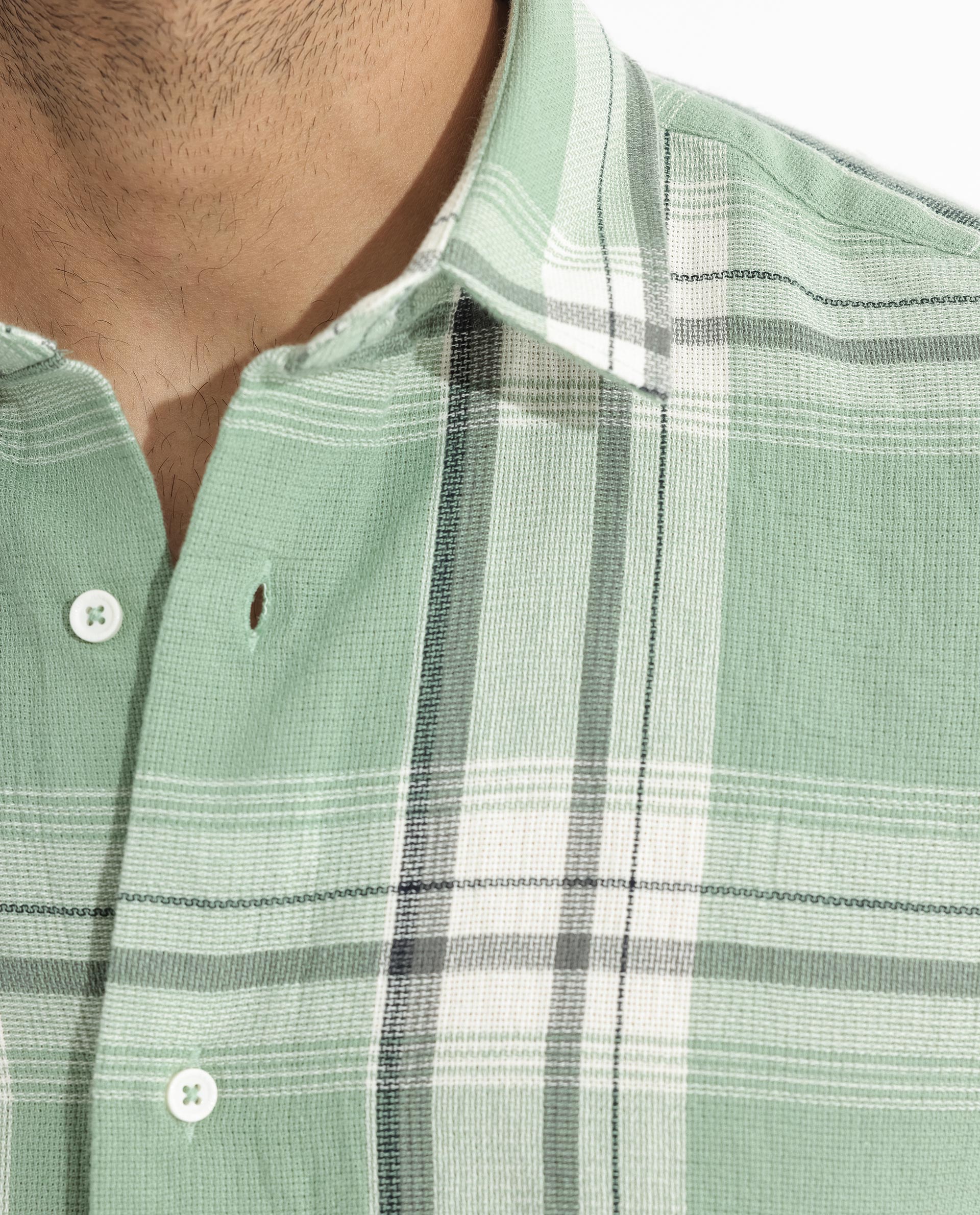 Rare Rabbit Men's Taverna Green Full Sleeves Checks Shirt