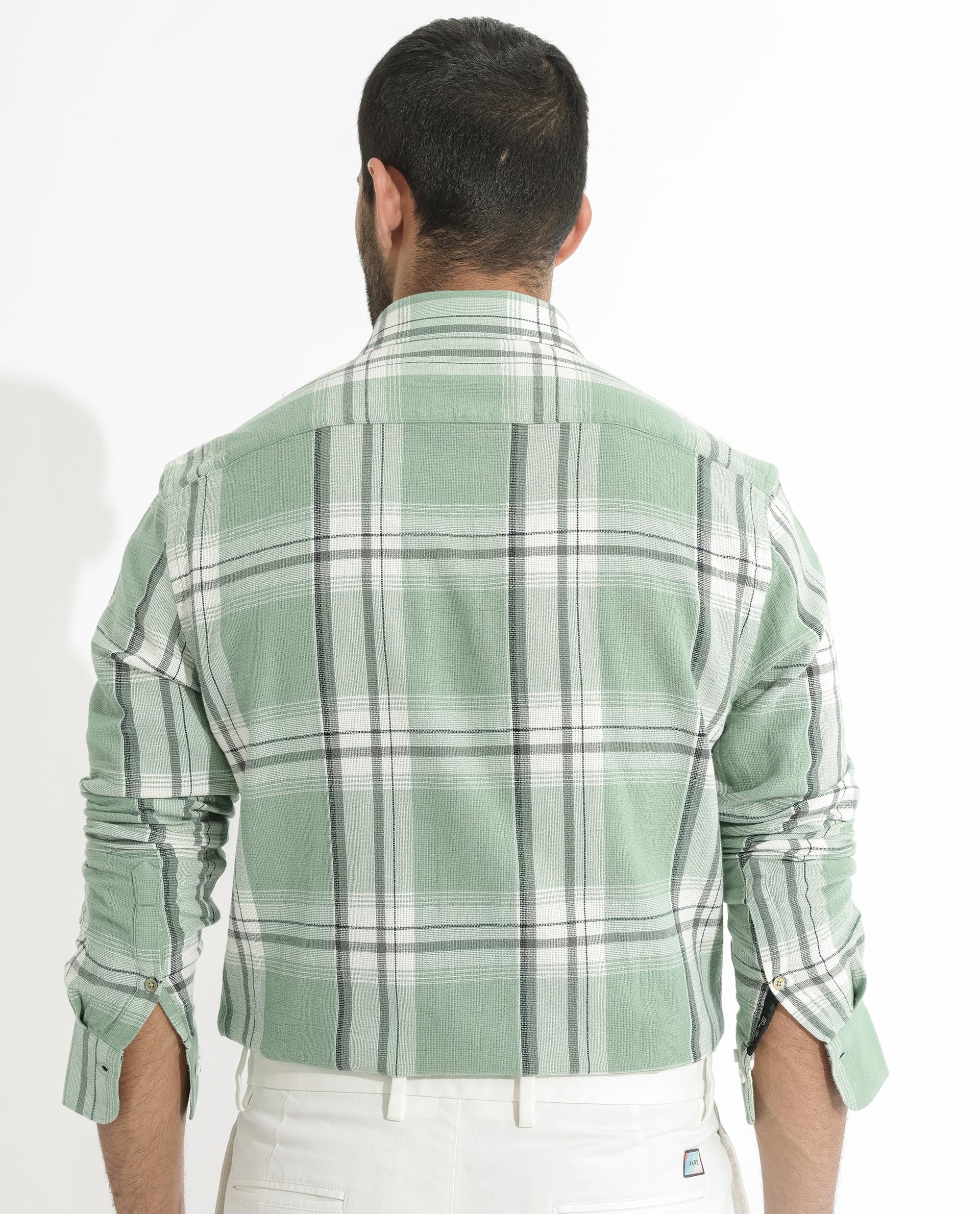 Rare Rabbit Men's Taverna Green Full Sleeves Checks Shirt
