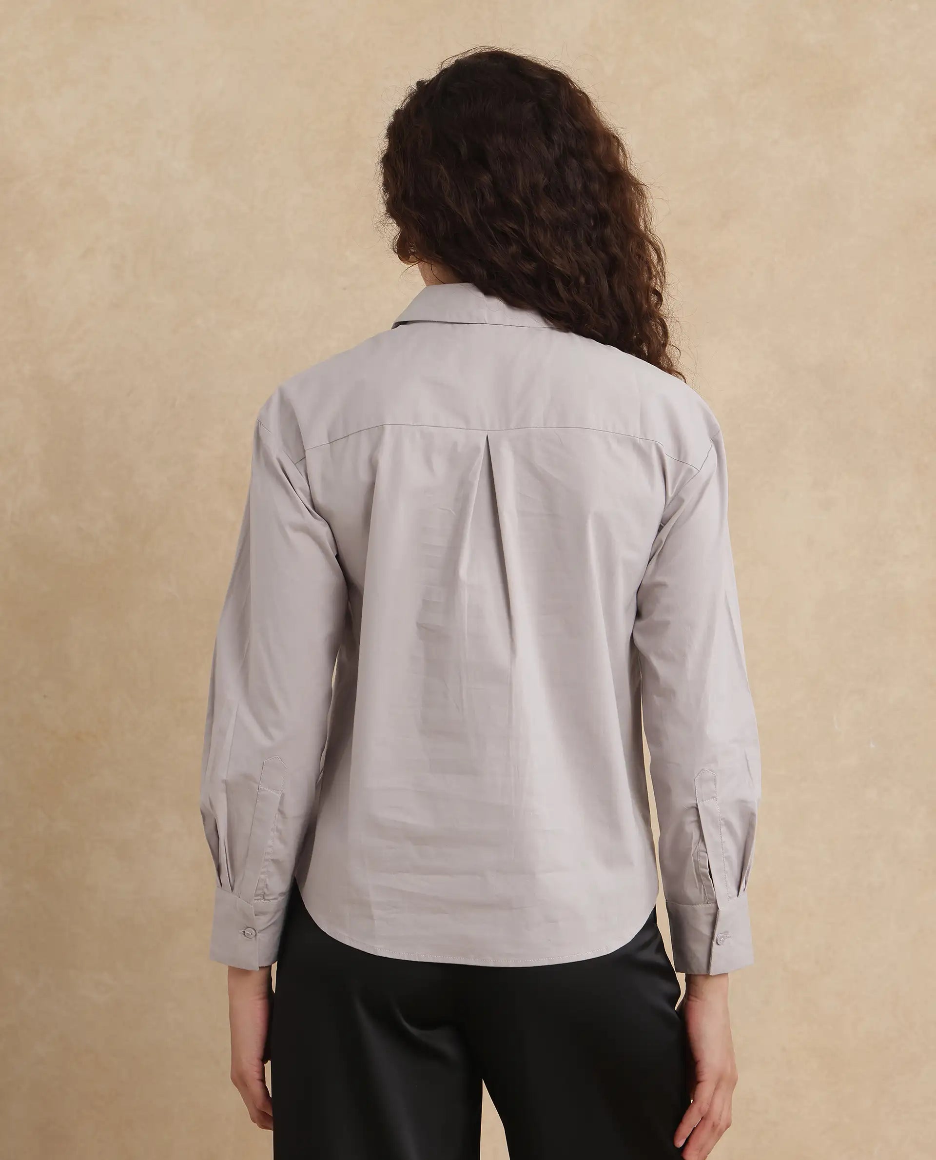 Rareism Women Uiko Grey Plain Shirt