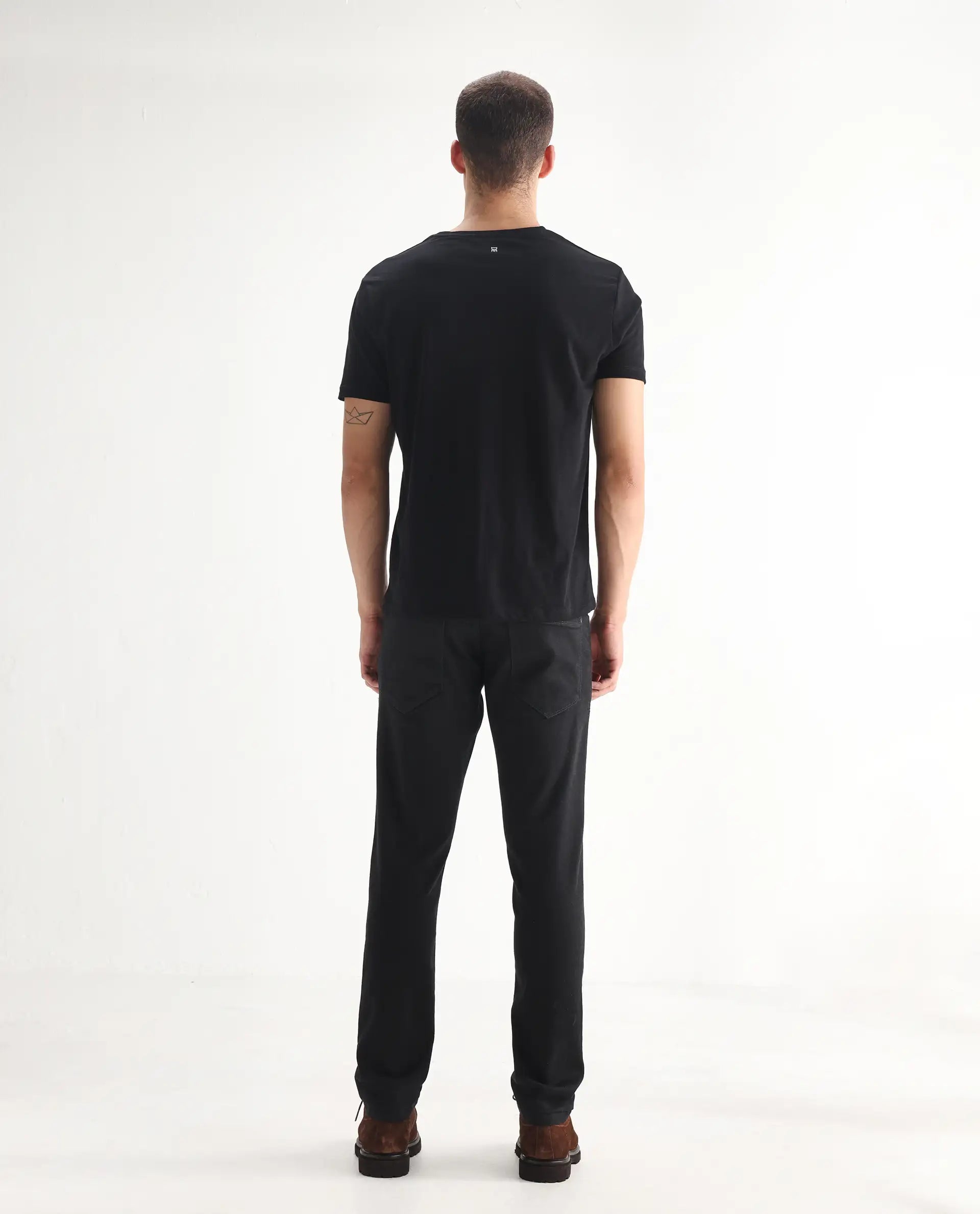 Rare Rabbit Men's Umo Black Cotton Blend Plain Hawk Slim Fit Jeans