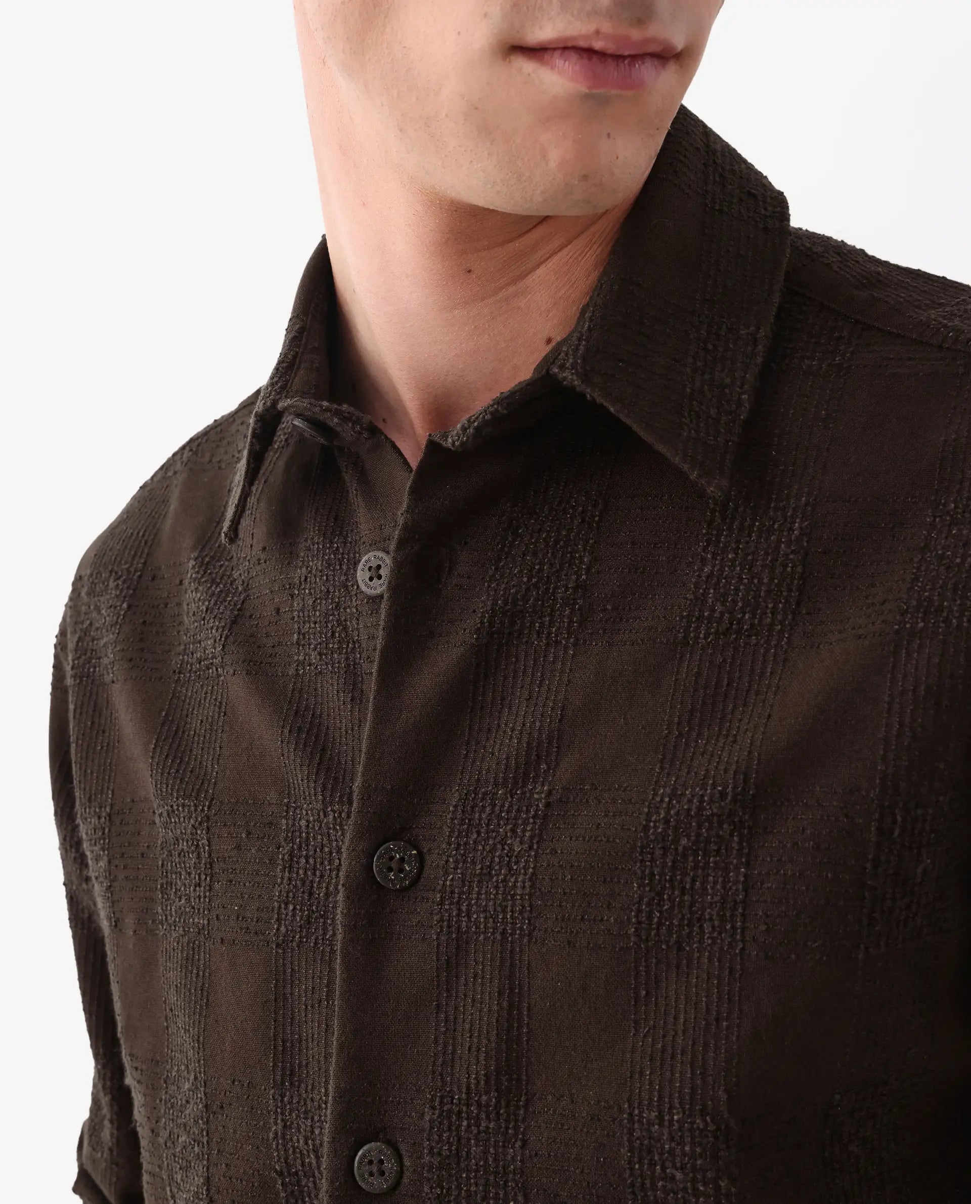Rare Rabbit Men's Una Brown Cotton Checked Print Regular Fit Full Sleeve Collared Shirt