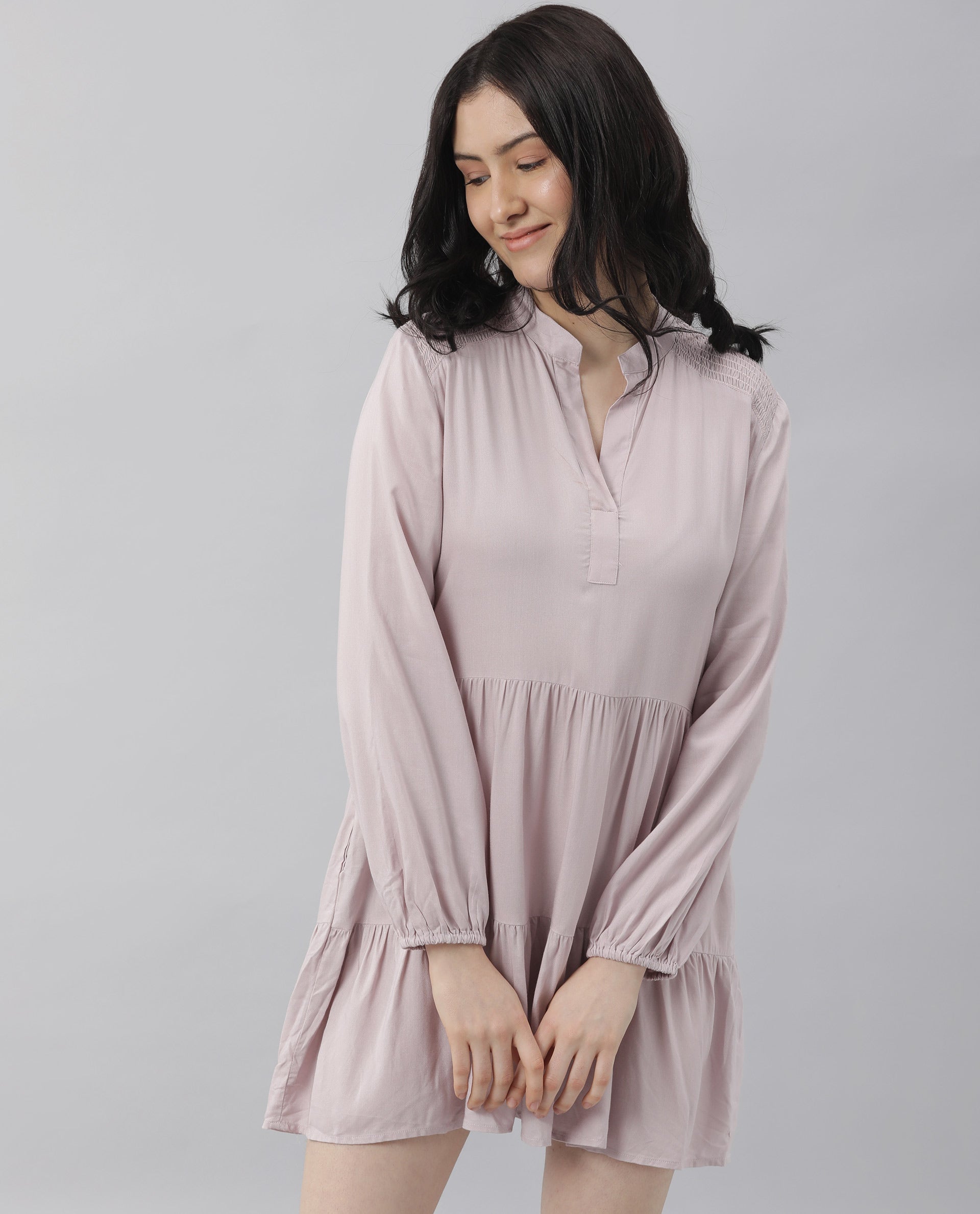 Rareism Women Unagi Purple Dress Full Sleeves Solid