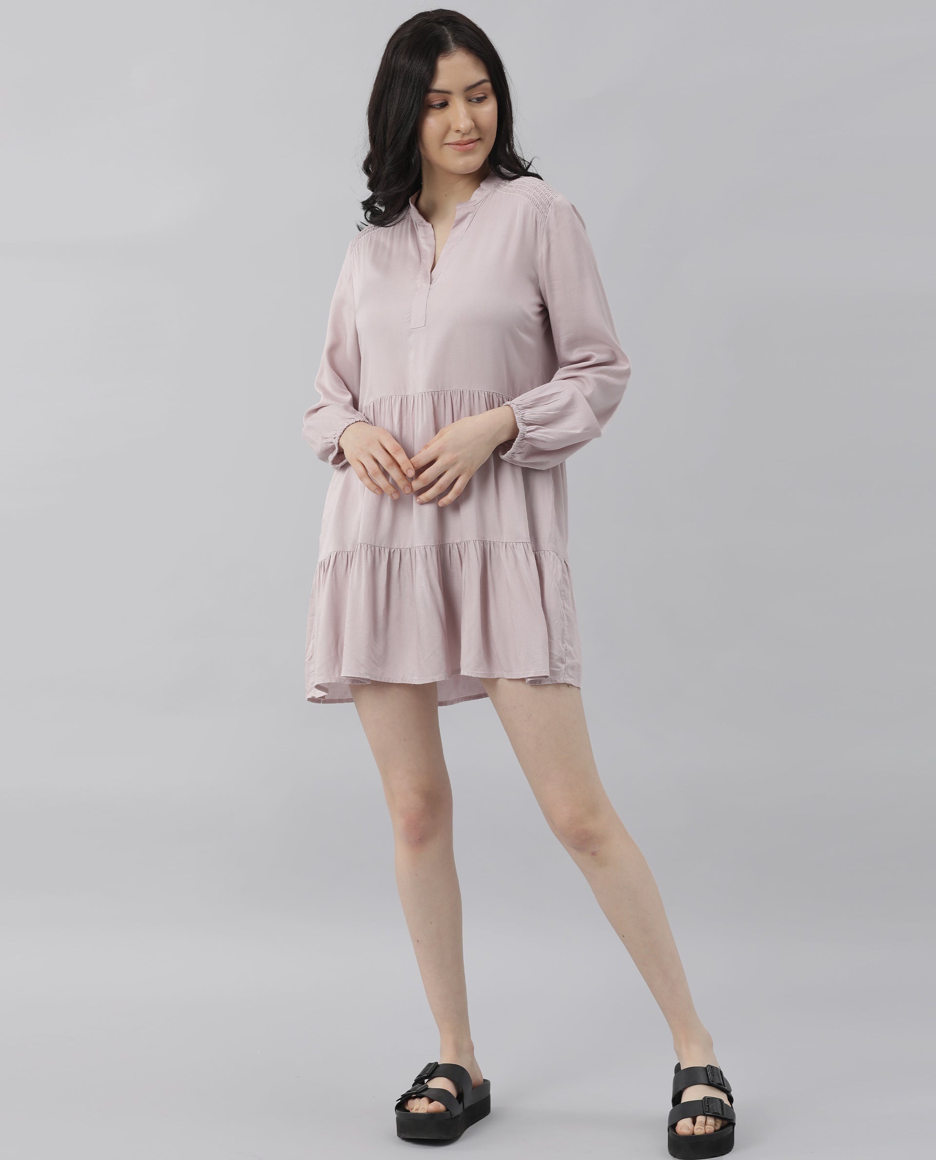Rareism Women Unagi Purple Dress Full Sleeves Solid