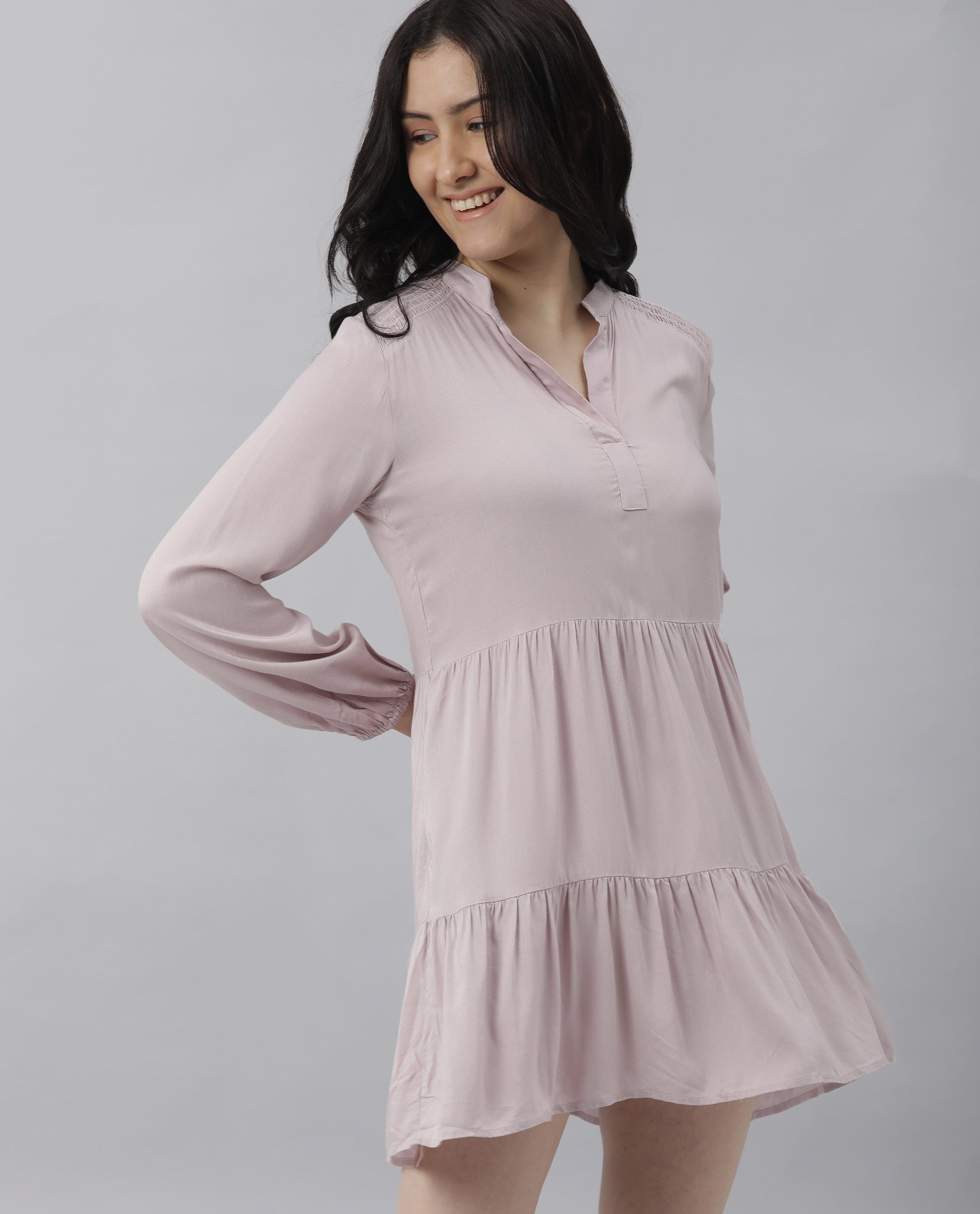 Rareism Women Unagi Purple Dress Full Sleeves Solid