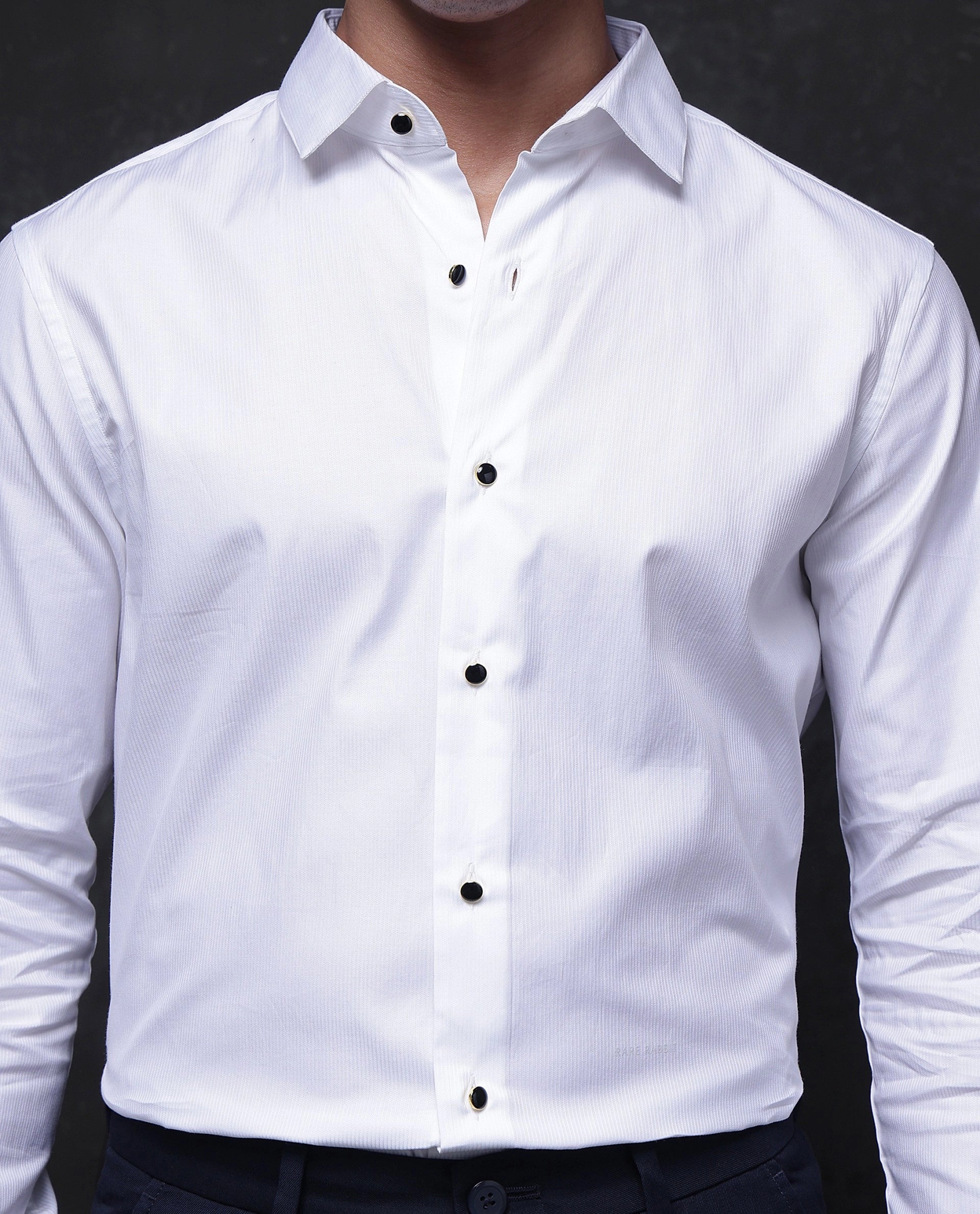 Rare Rabbit Men Utah White Full Sleeve Regular Fit Premium Business Solid Shirt