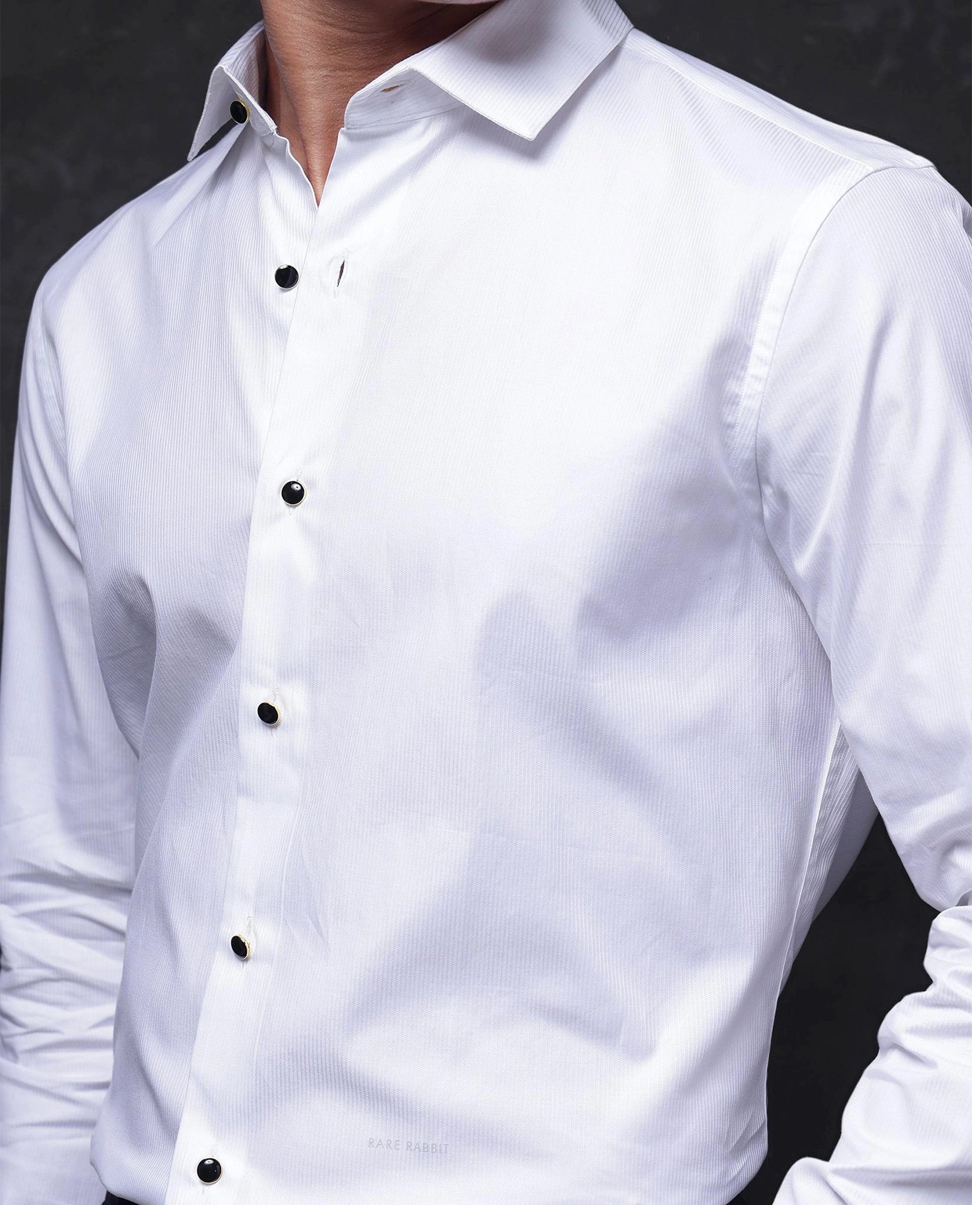 Rare Rabbit Men Utah White Full Sleeve Regular Fit Premium Business Solid Shirt