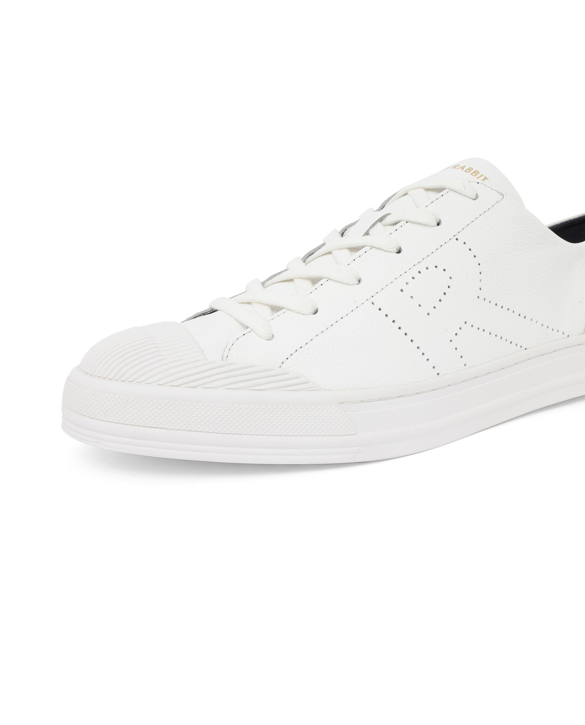 Rare Rabbit Mens Sauron Pro White Premium Milled Leather Lace Up Low Top Round Toe Sneaker Shoes