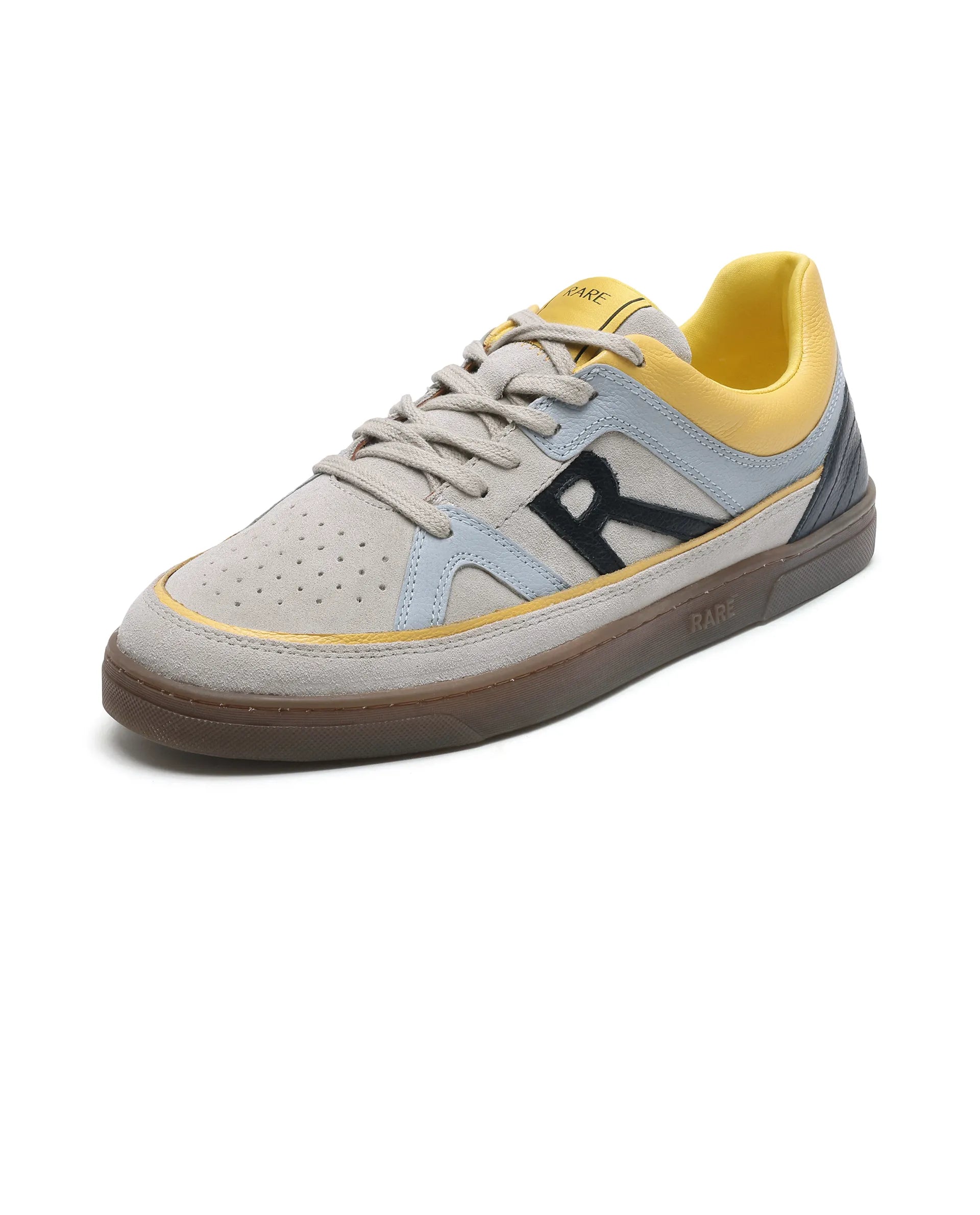 Rare Rabbit Men's Vale Grey Leather Lace-Up Closure Sneaker
