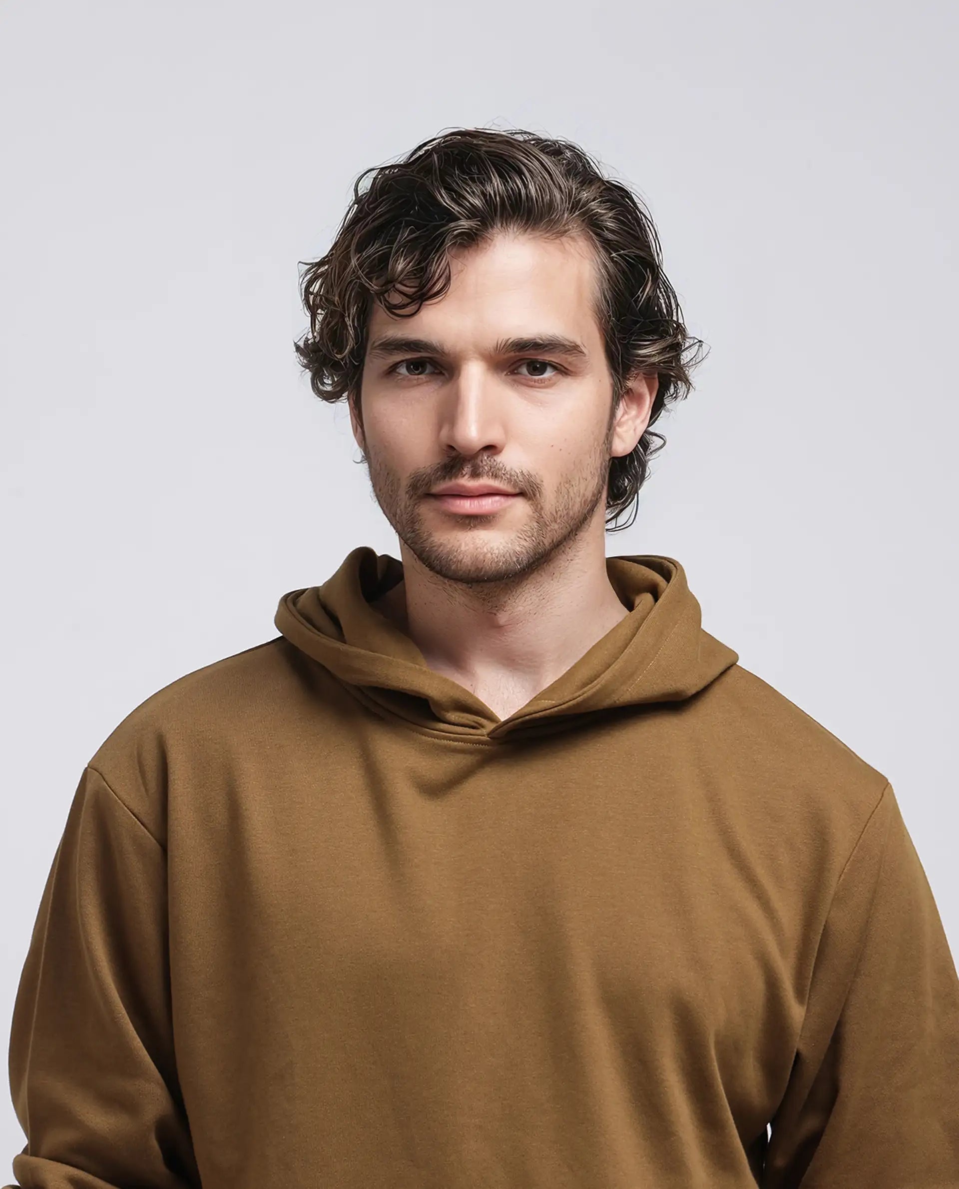 Rare Rabbit Men Vale Olive Cotton Polyester Fabric Full Sleeve Hooded Regular Fit Printed Sweatshirt