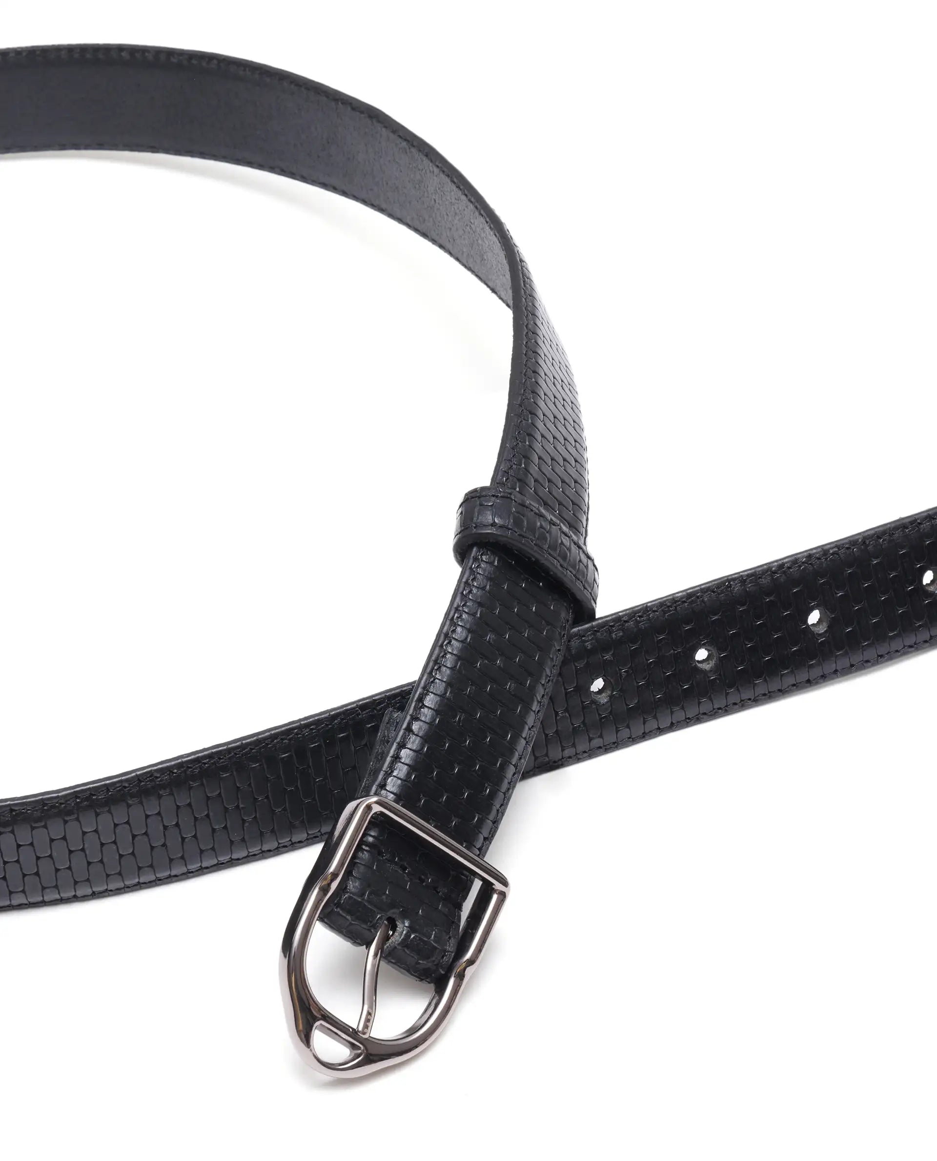 Rare Rabbit Men Valor Black Leather Belt