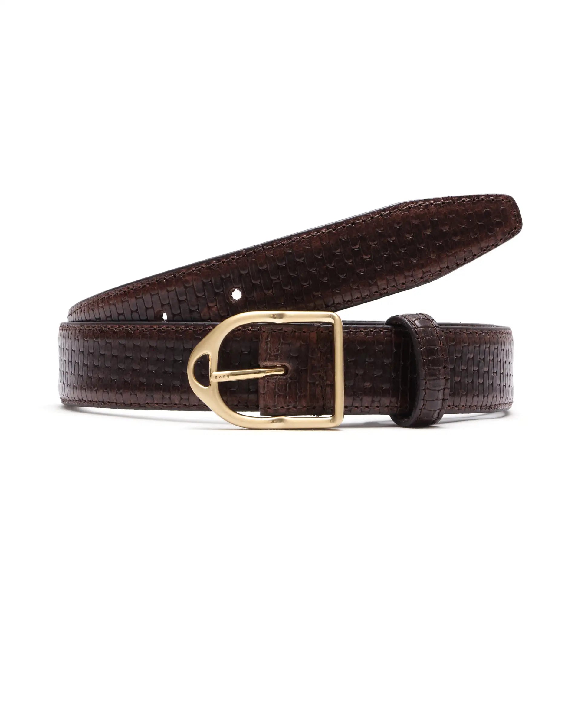 Rare Rabbit Men Valor Brown Leather Belt