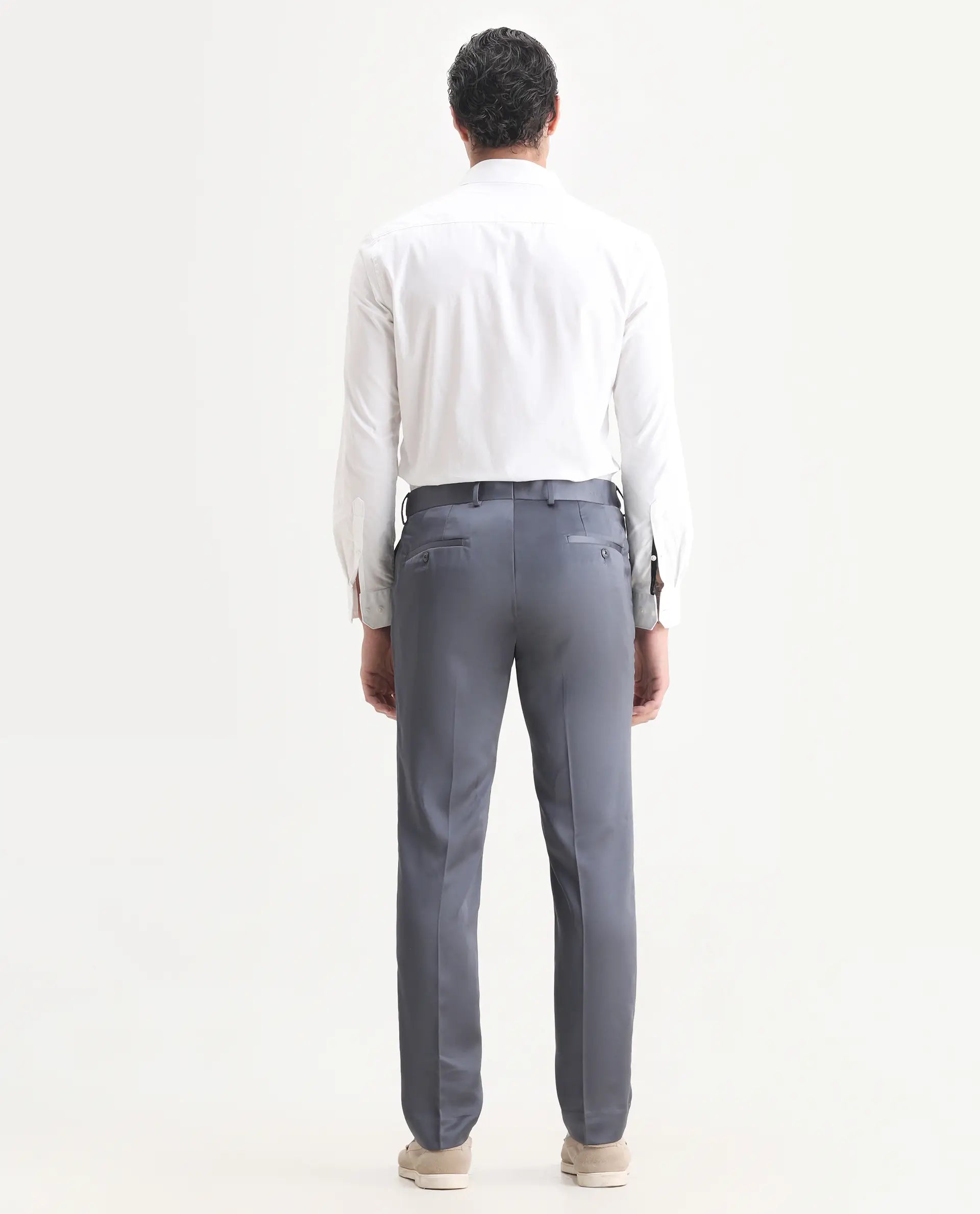 Rare Rabbit Men's Vance Dark Grey Satin Plain Tailored Fit Full Sleeve Lapel Neck Suits