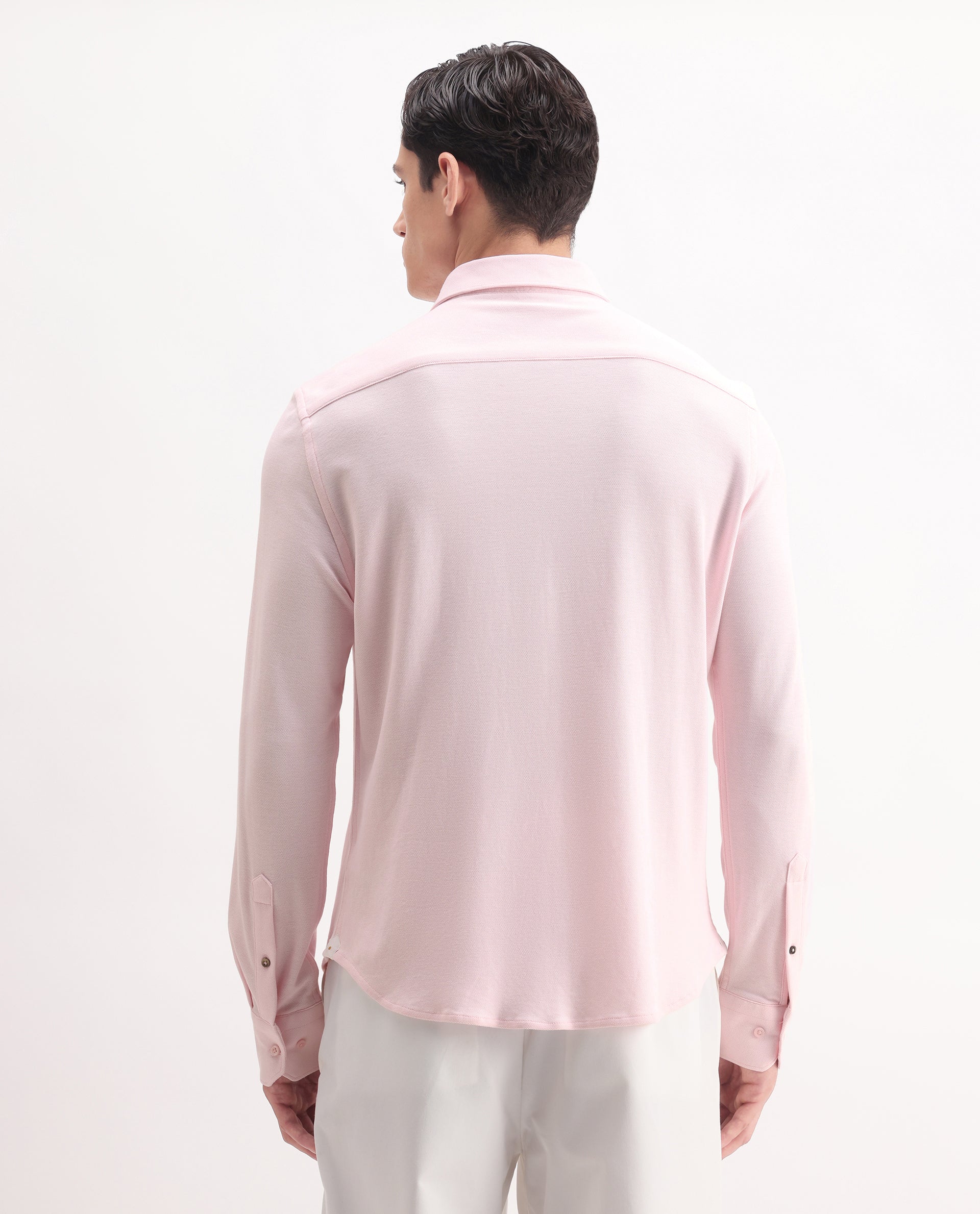 Rare Rabbit Men's Vane-25 Light Pink Cotton Plain Regular Fit Full Sleeve Button-Down Collar Shirt