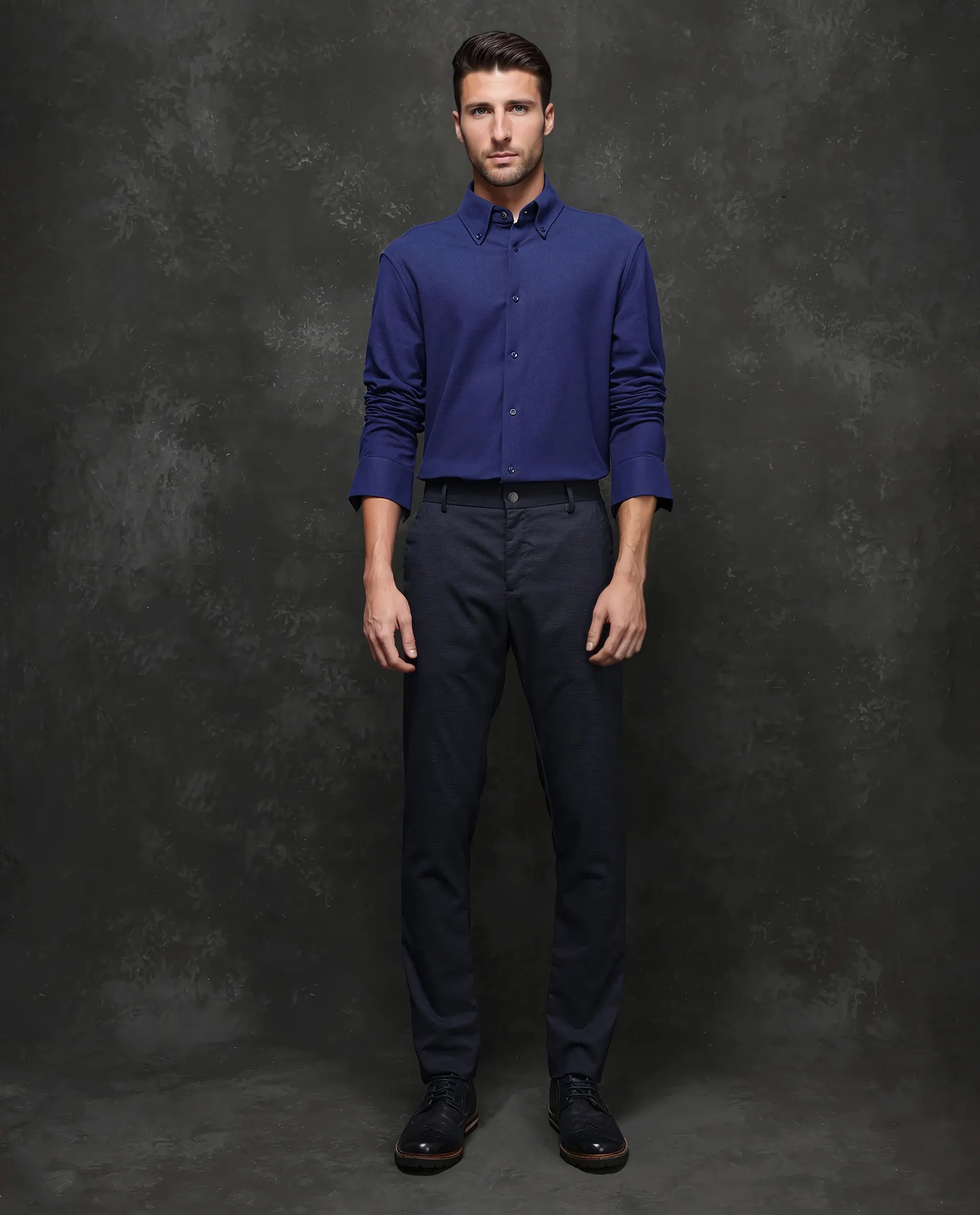 Rare Rabbit Men Vane Light Blue Cotton Fabric Full Sleeves Regular Collar Regular Fit Plain Shirt