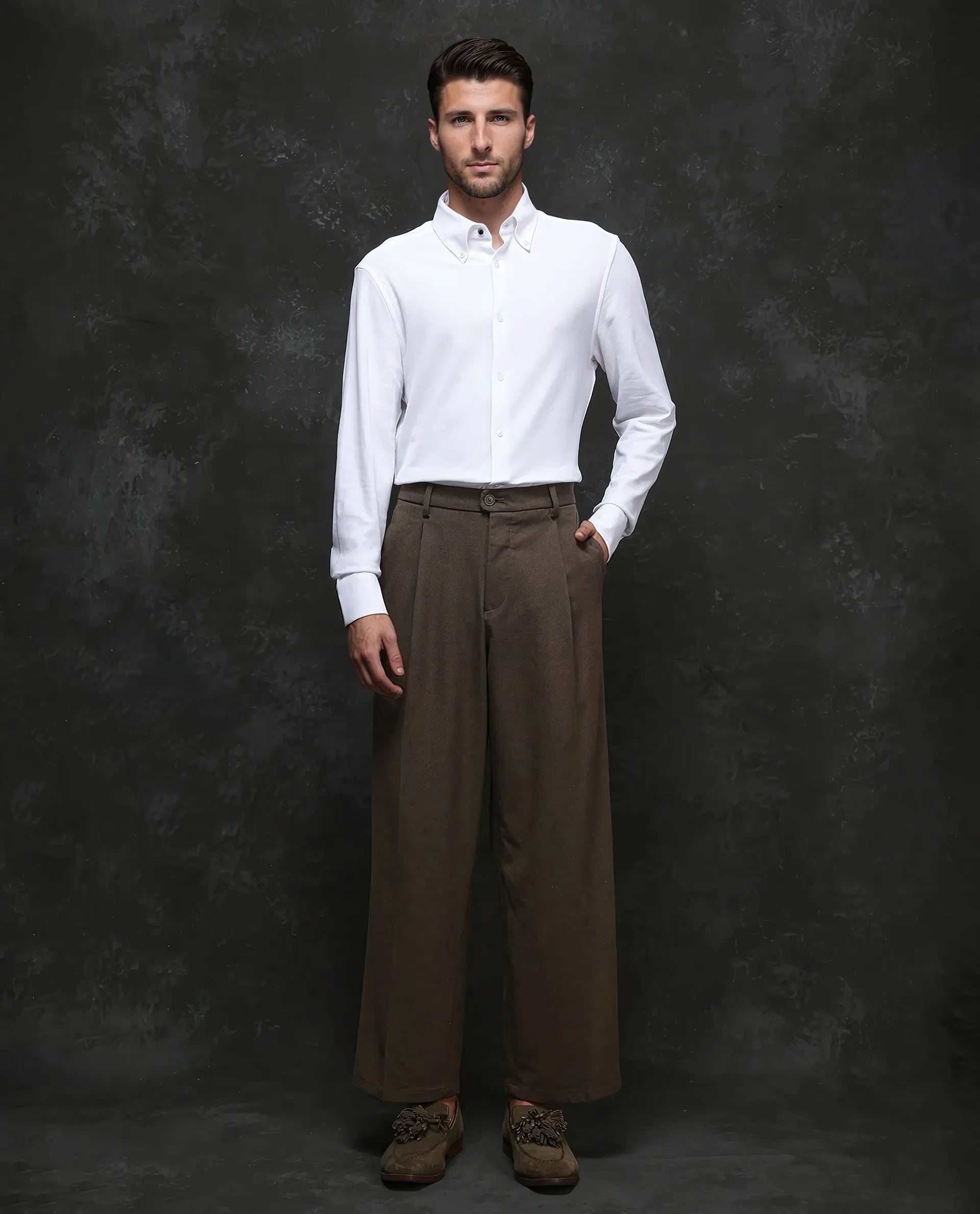 Rare Rabbit Men Vane White Cotton Fabric Full Sleeves Regular Collar Regular Fit Plain Shirt