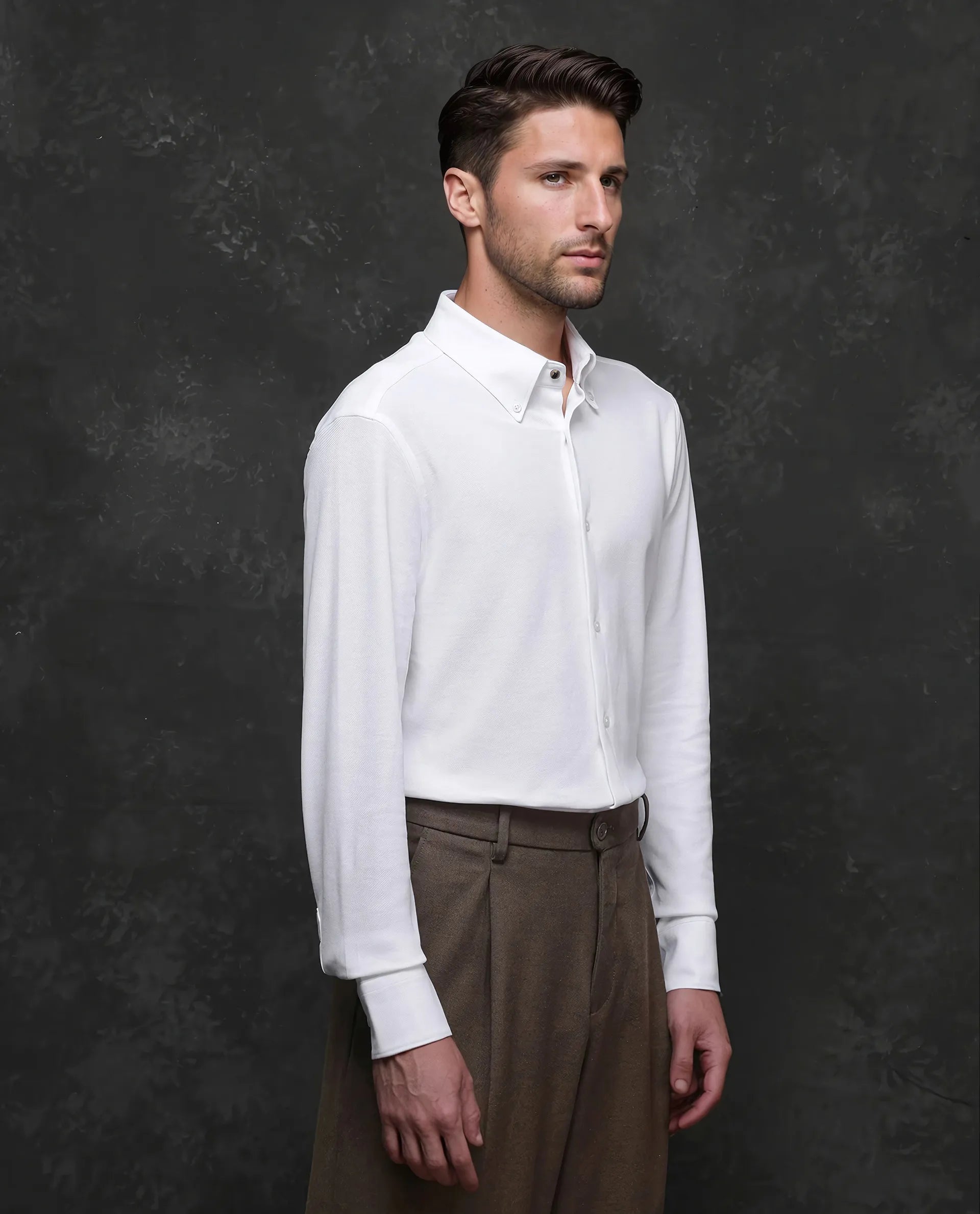 Rare Rabbit Men Vane White Cotton Fabric Full Sleeves Regular Collar Regular Fit Plain Shirt