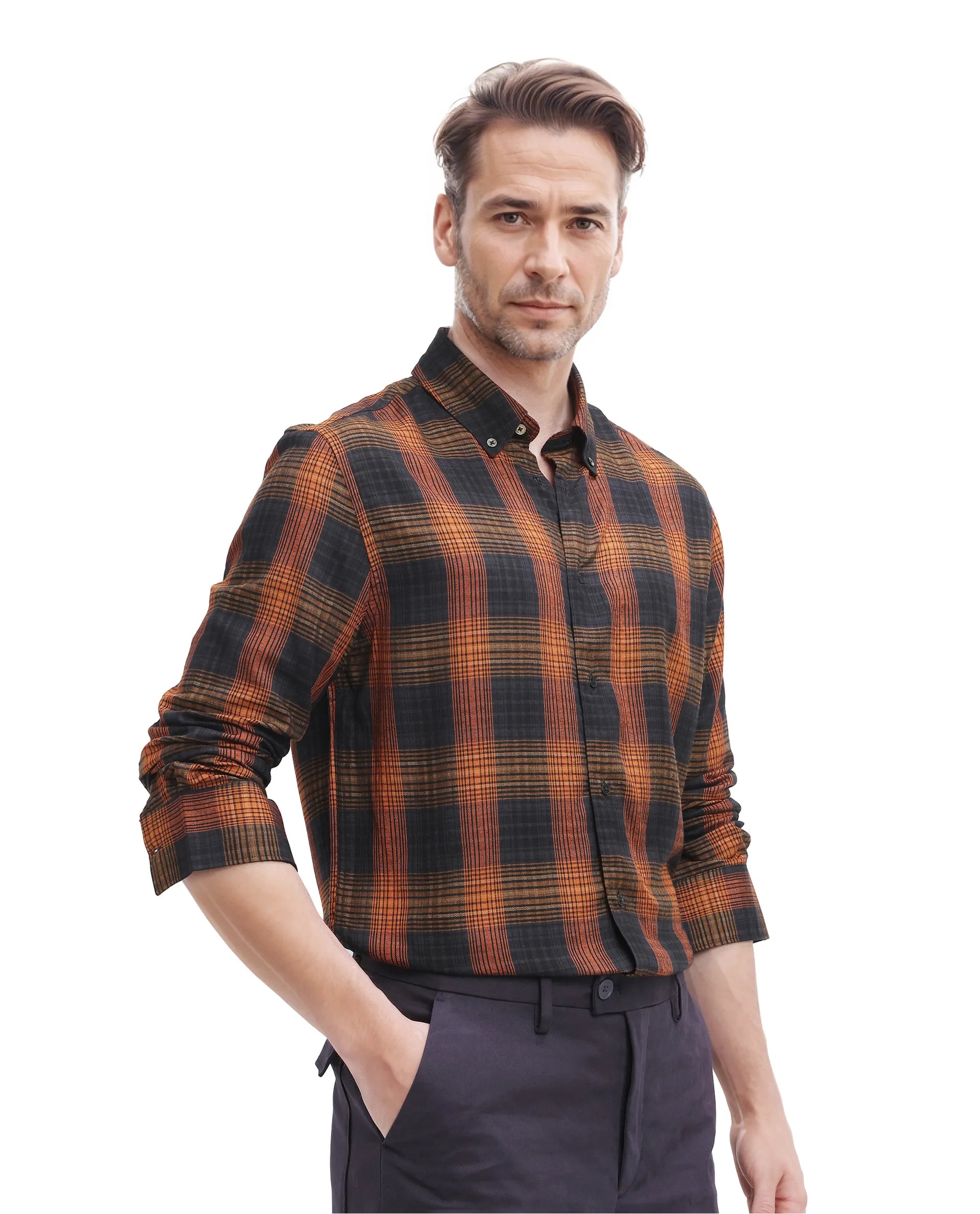 Rare Rabbit Men's Veil Black Cotton Fabric Full Sleeve Regular Fit Checks Shirt