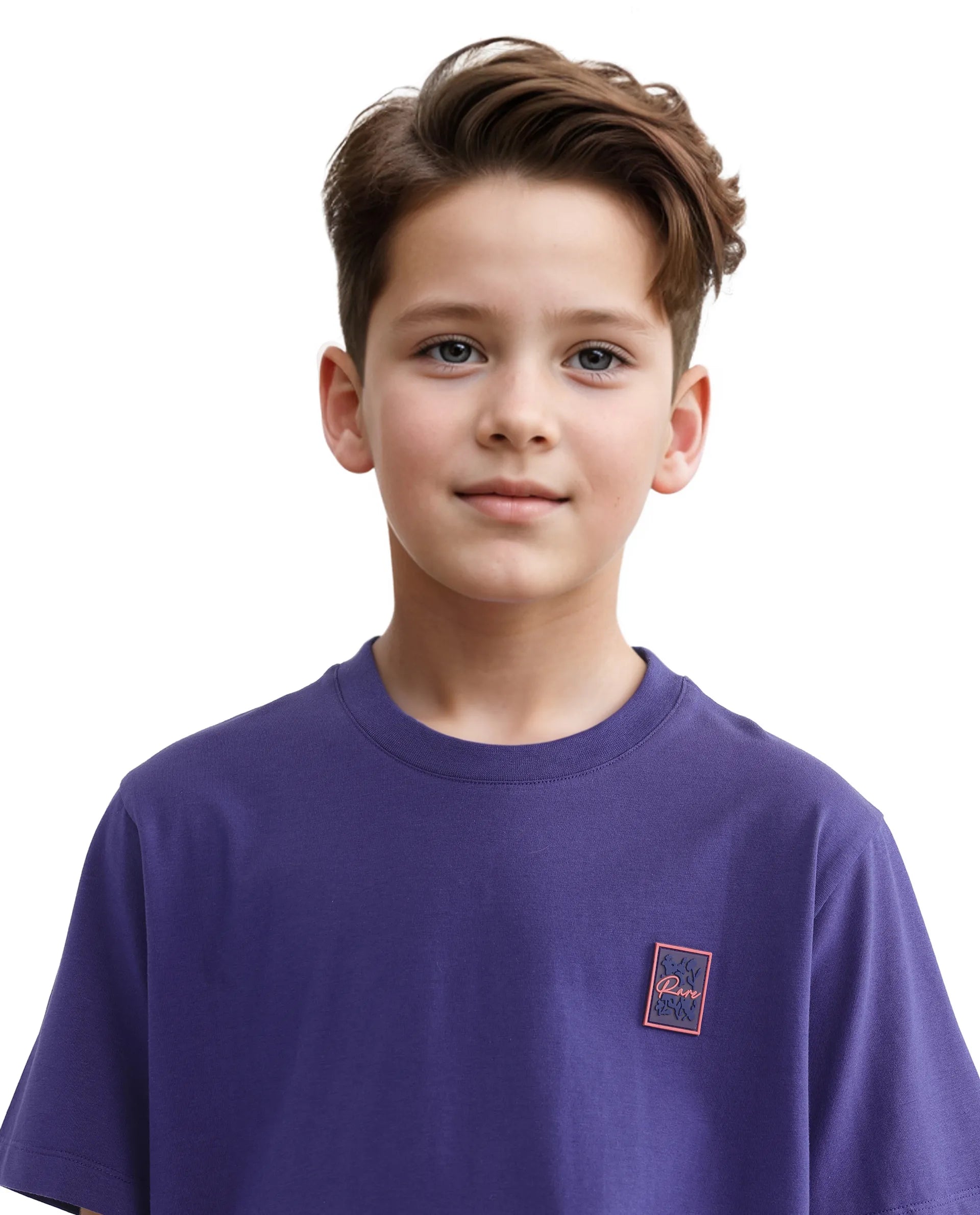 Rare Ones Kids Velit Purple Cotton Blend Half Sleeve Crew Neck Print T-Shirt