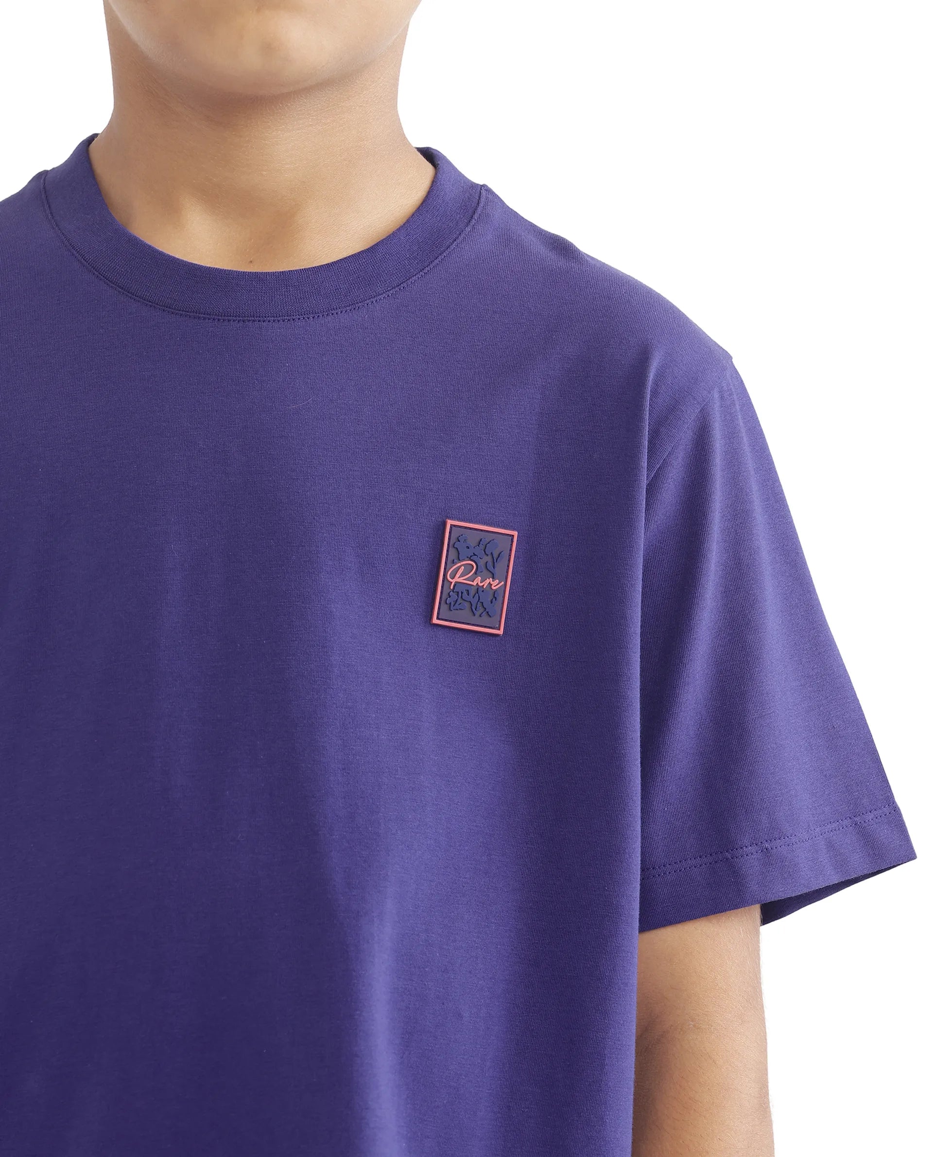Rare Ones Kids Velit Purple Cotton Blend Half Sleeve Crew Neck Print T-Shirt
