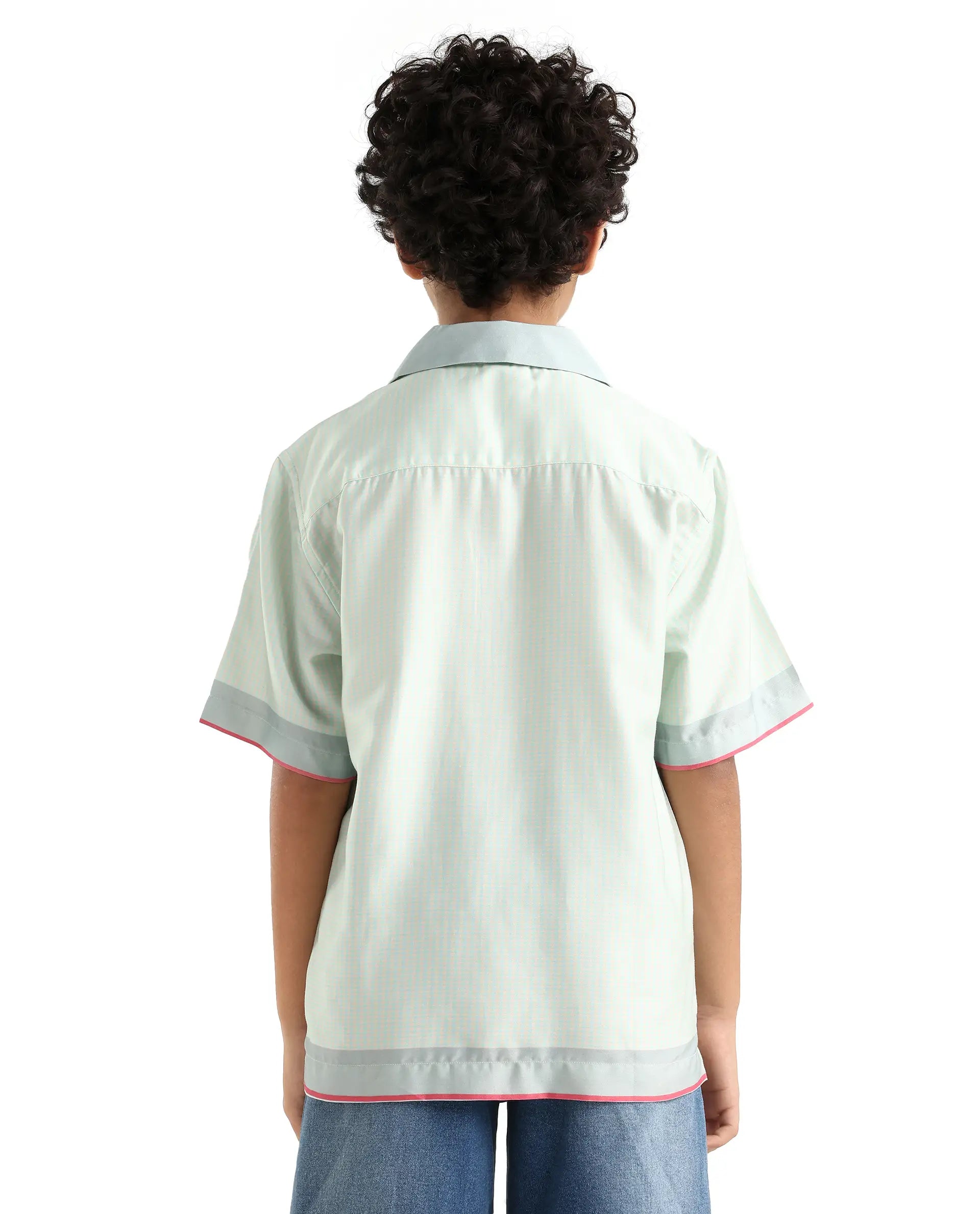 Rare Ones Kids Velix Pastel Blue Cotton Blend Striped Button Closure Regular Fit Shirt