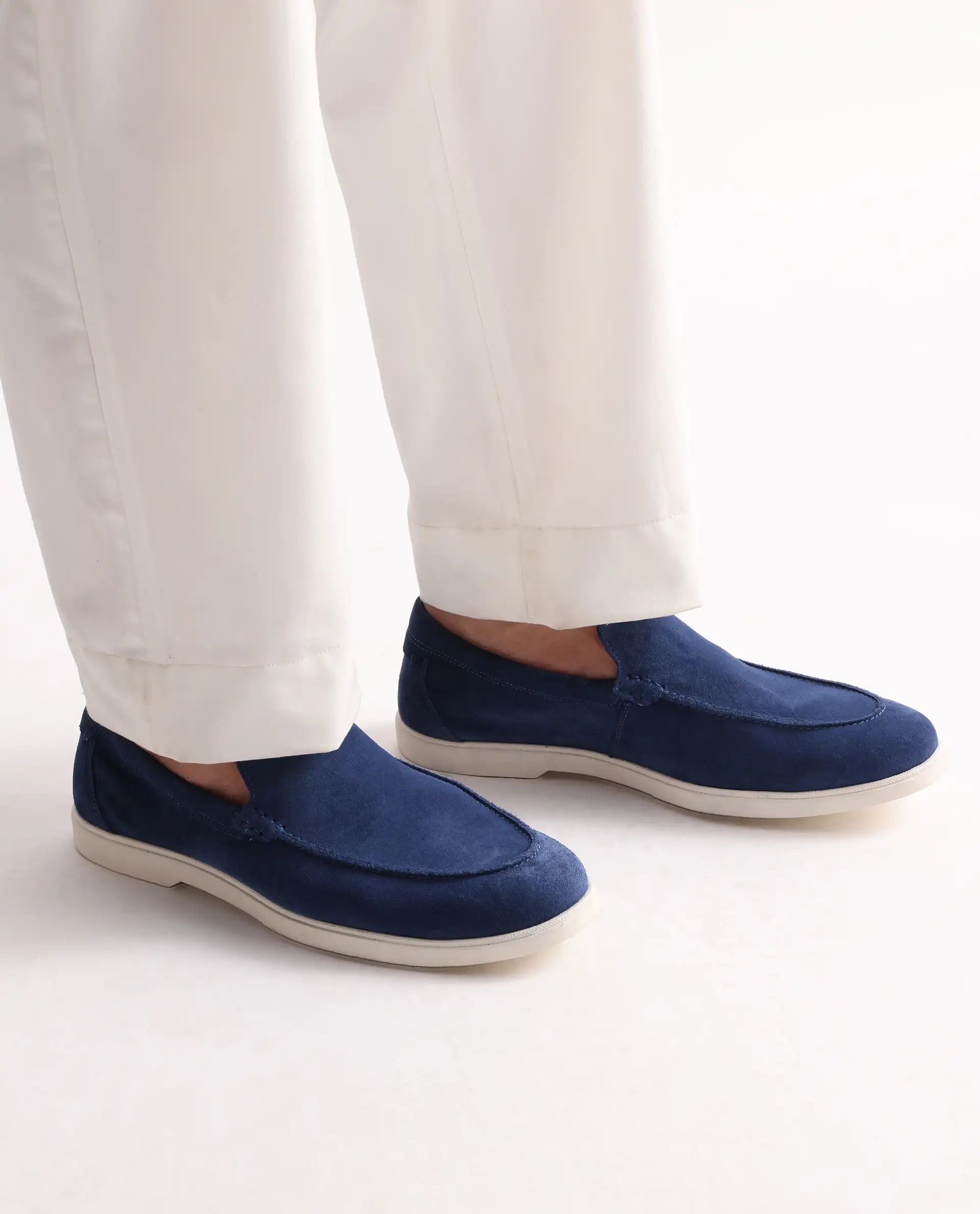 Rare Rabbit Men Velour Cobalt Blue Suede Leather Slip-On Closure Loafer