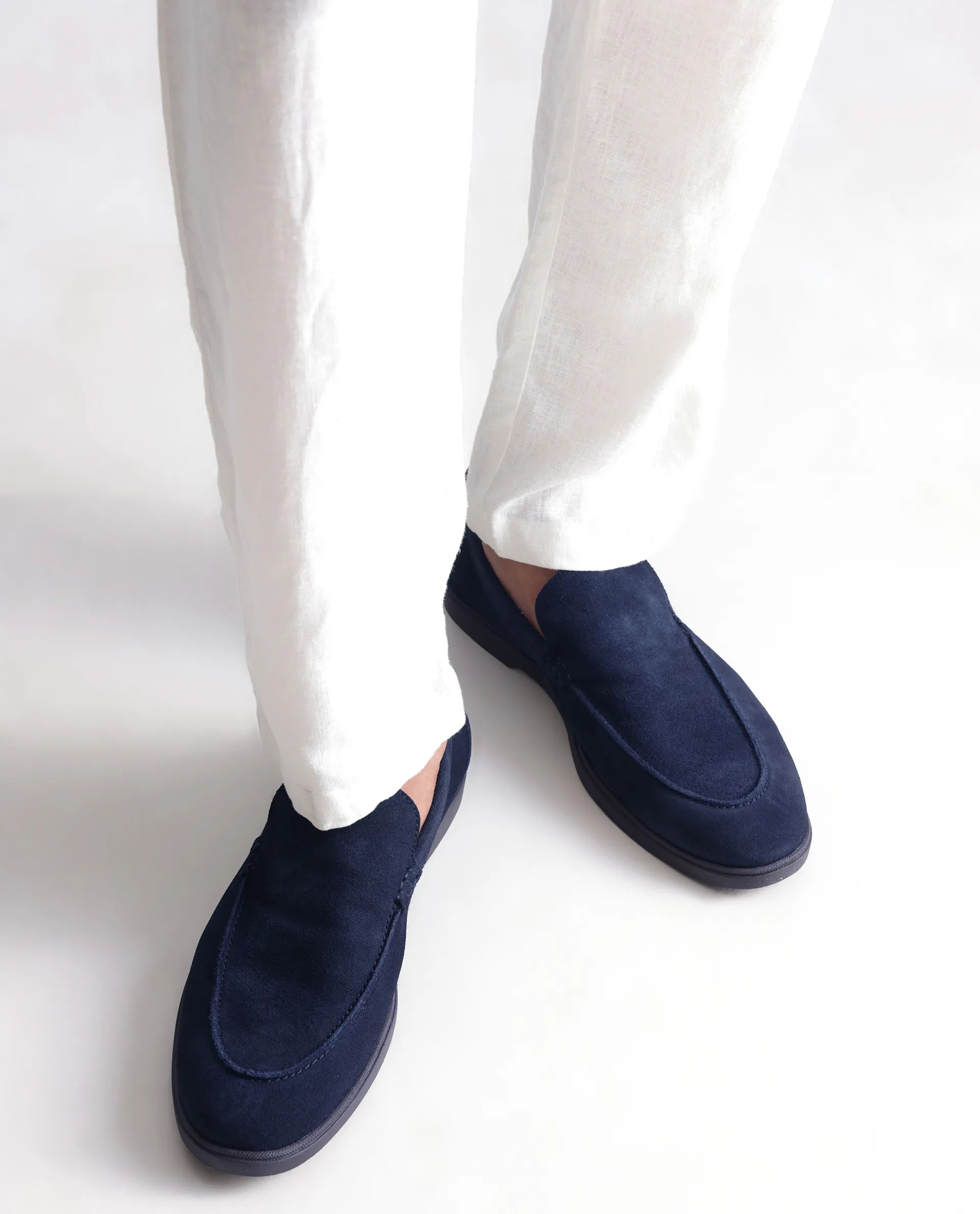 Rare Rabbit Men Velour Navy Suede Leather Slip-On Closure Loafer