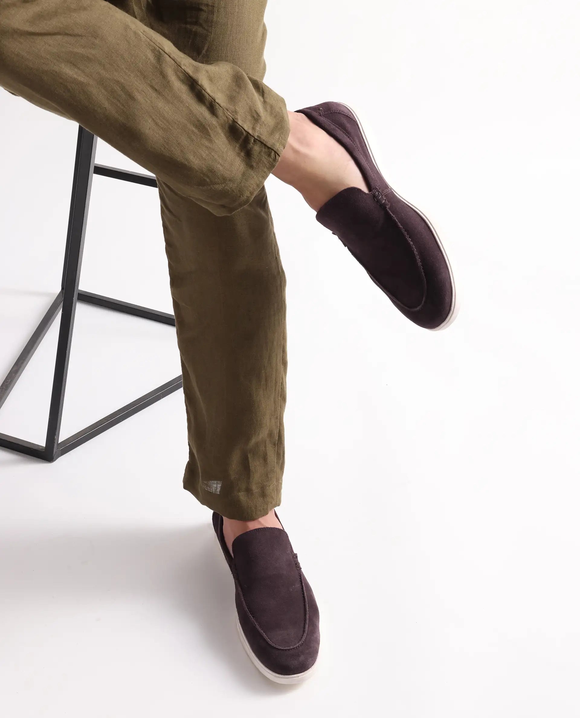 Rare Rabbit Men Velour Prune Suede Leather Slip-On Closure Loafer