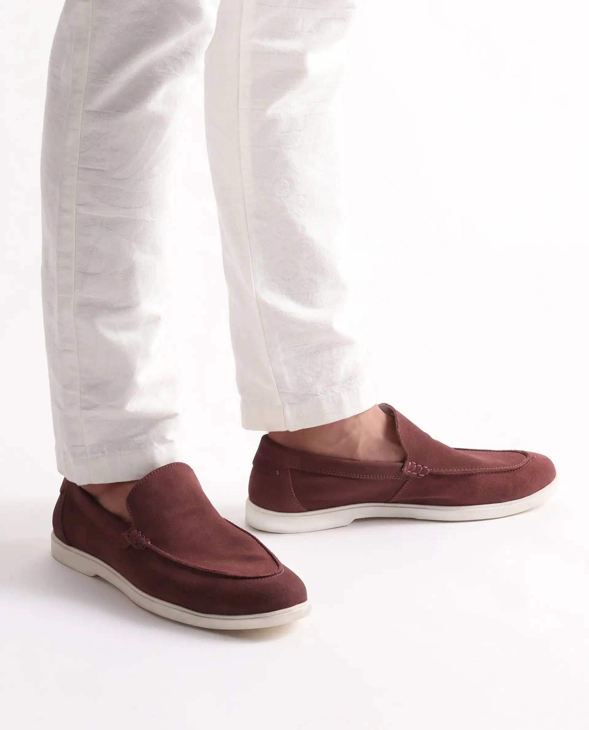 Rare Rabbit Men Velour Rust Suede Leather Slip-On Closure Loafer