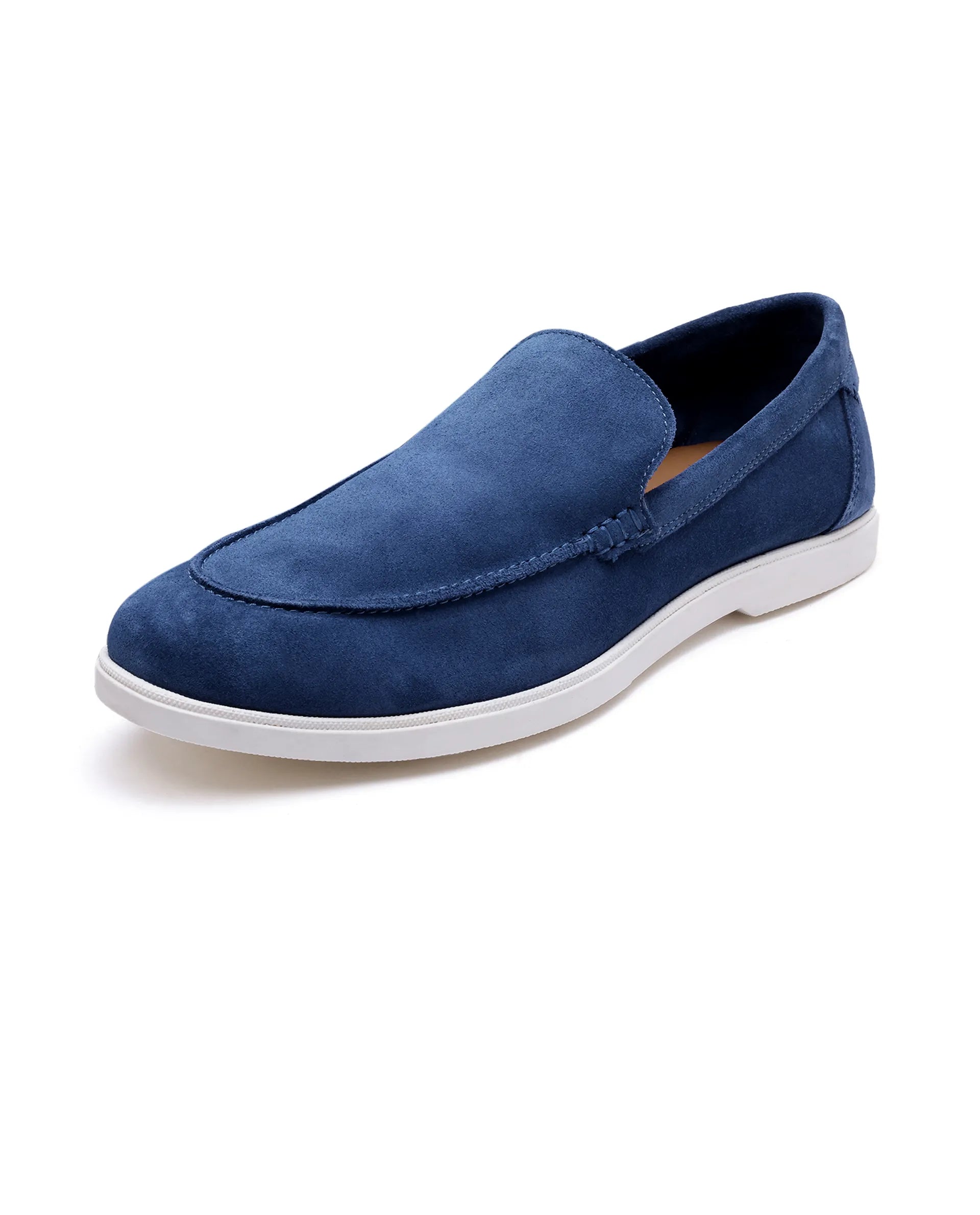 Rare Rabbit Men Velour Cobalt Blue Suede Leather Slip-On Closure Loafer
