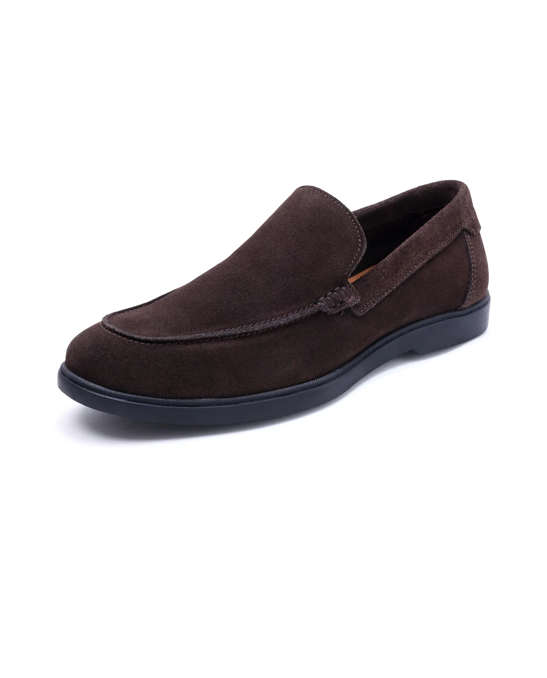 Rare Rabbit Men Velour Coffee Suede Leather Slip-On Closure Loafer
