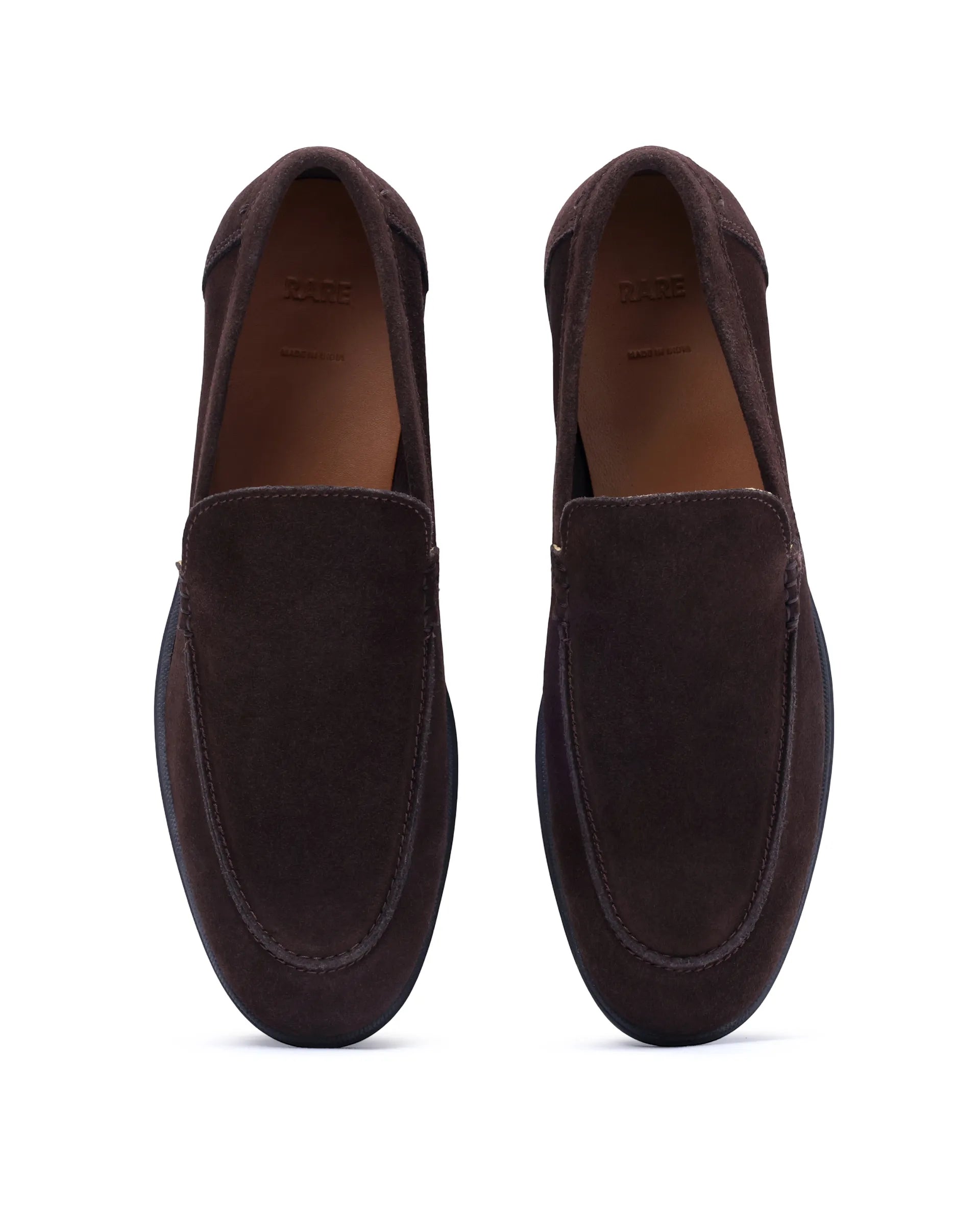 Rare Rabbit Men Velour Coffee Suede Leather Slip-On Closure Loafer
