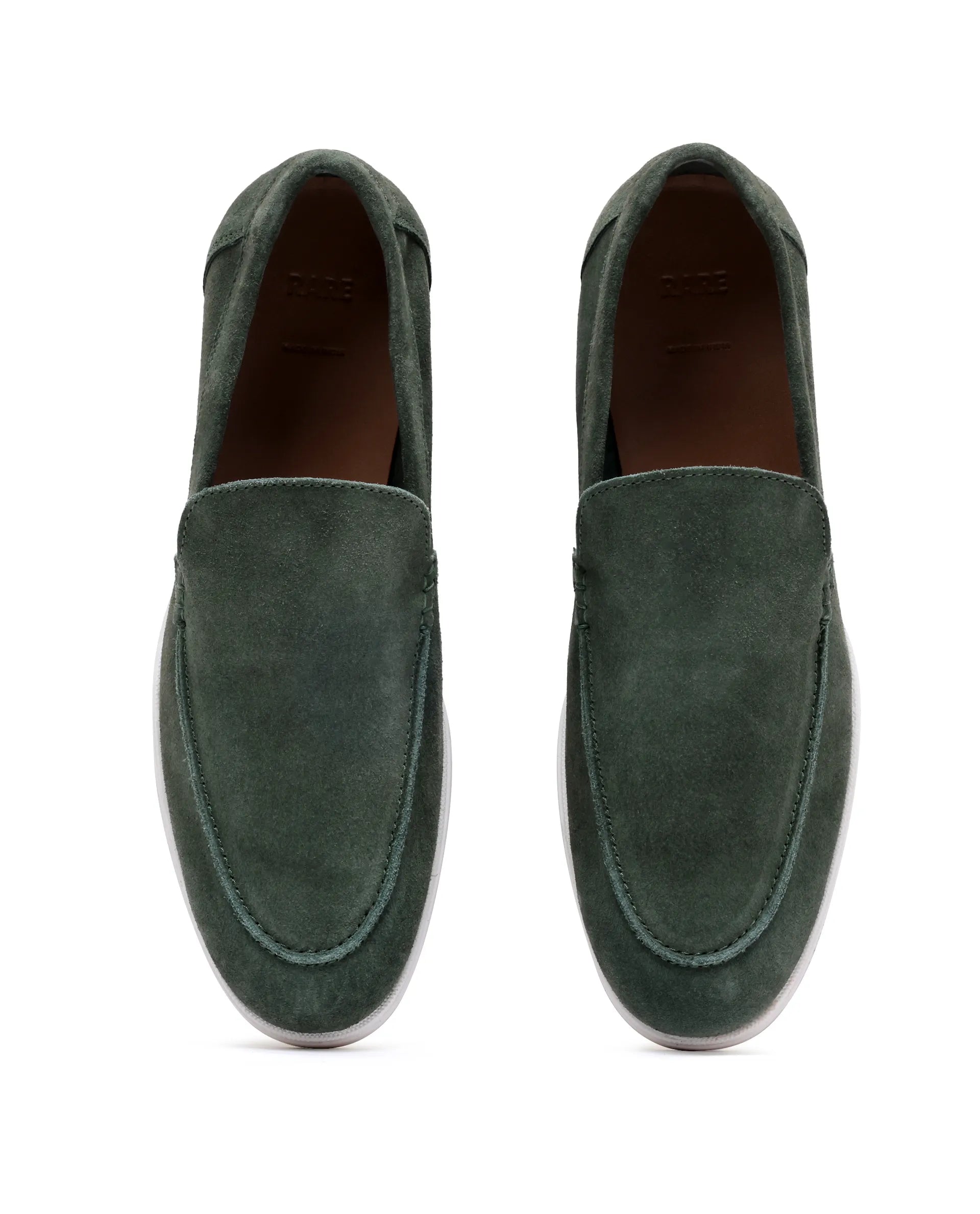 Rare Rabbit Men Velour Sage Green Suede Leather Slip-On Closure Loafer