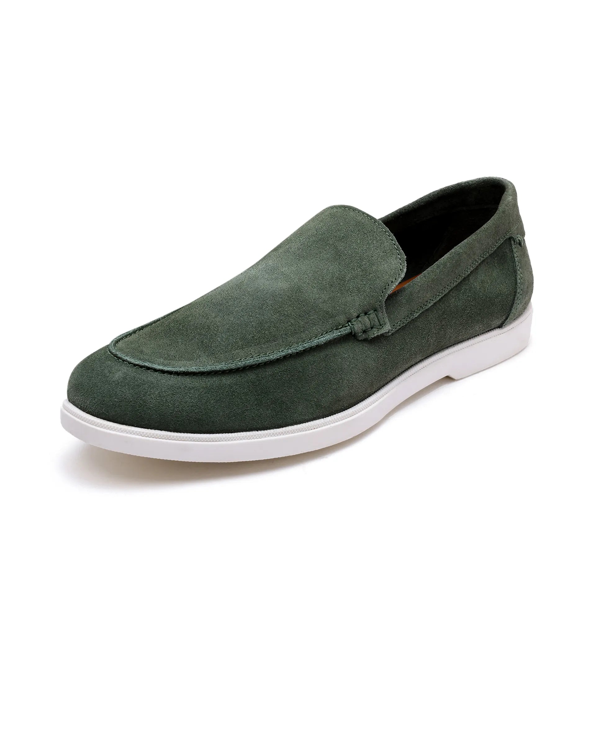 Rare Rabbit Men Velour Sage Green Suede Leather Slip-On Closure Loafer