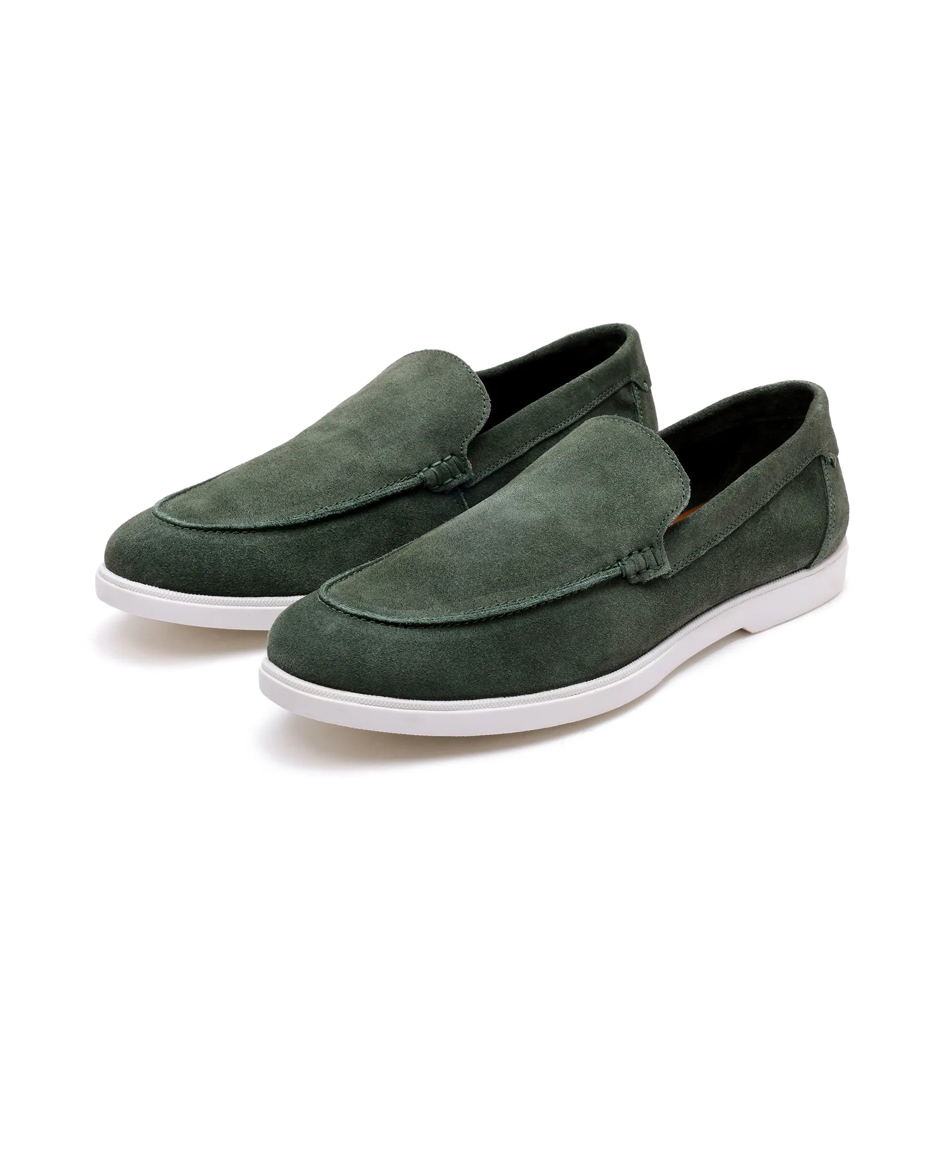 Rare Rabbit Men Velour Sage Green Suede Leather Slip-On Closure Loafer
