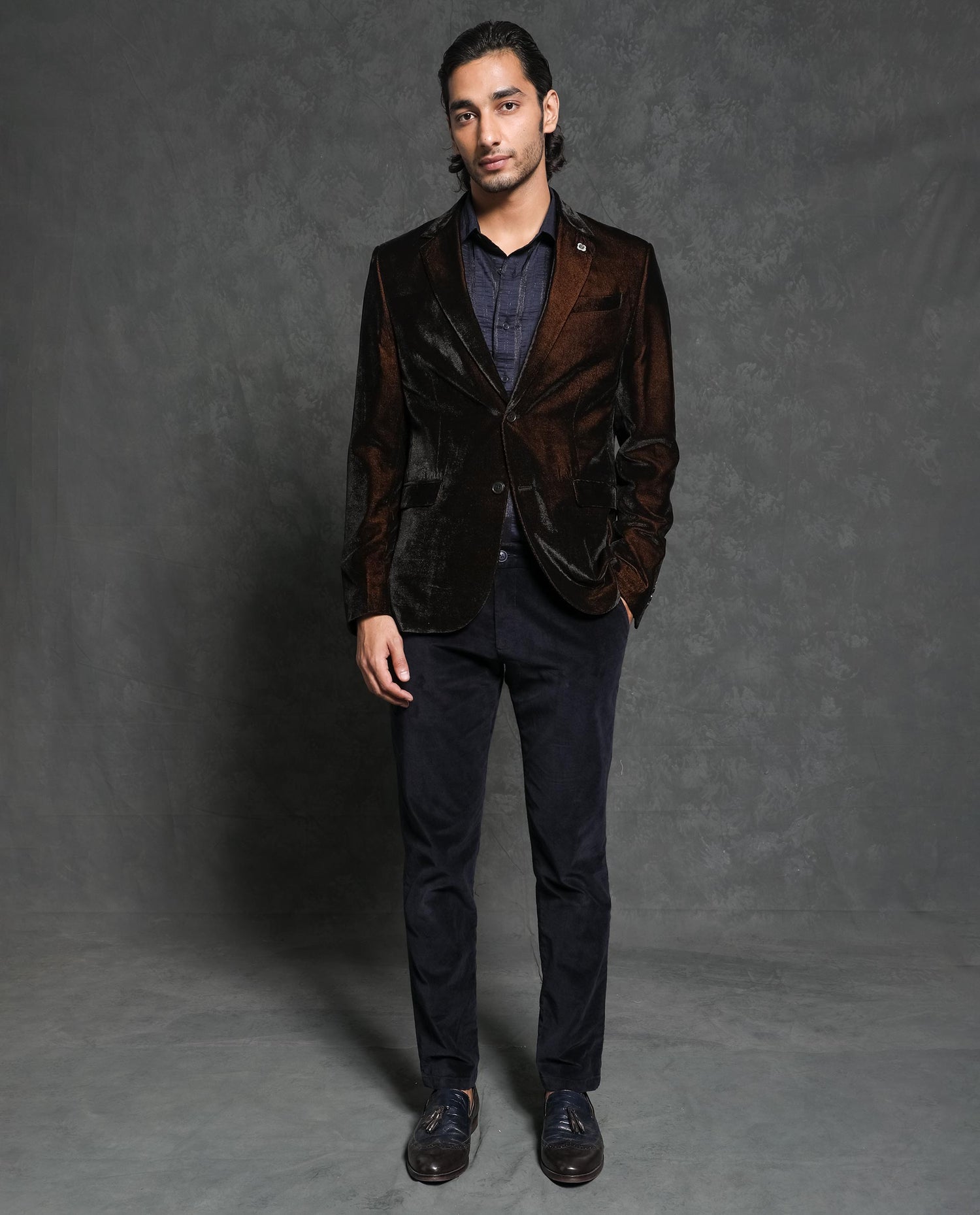 Mens Mustard Velvet Blazer