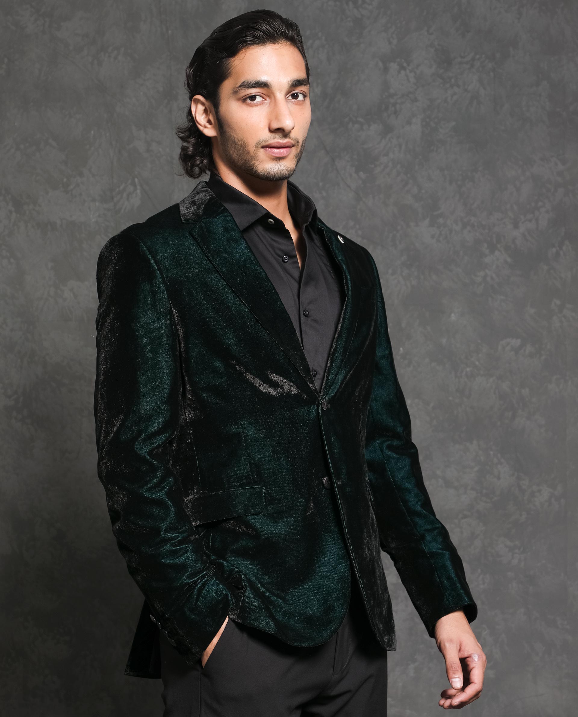 Teal velvet hot sale blazer mens