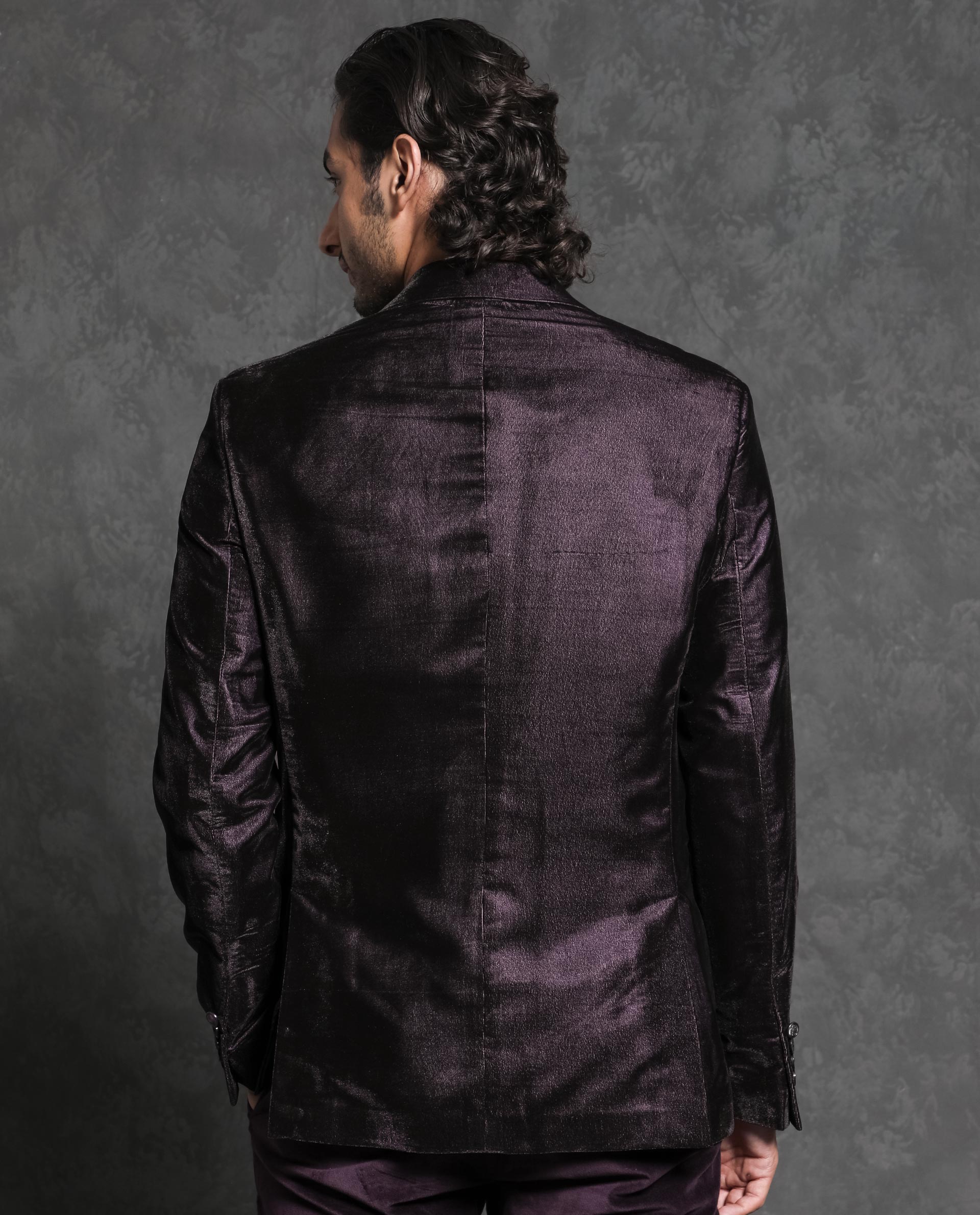 Rare Rabbit Men's Velter Light Purple Velvet Plain Tailored Fit Full S