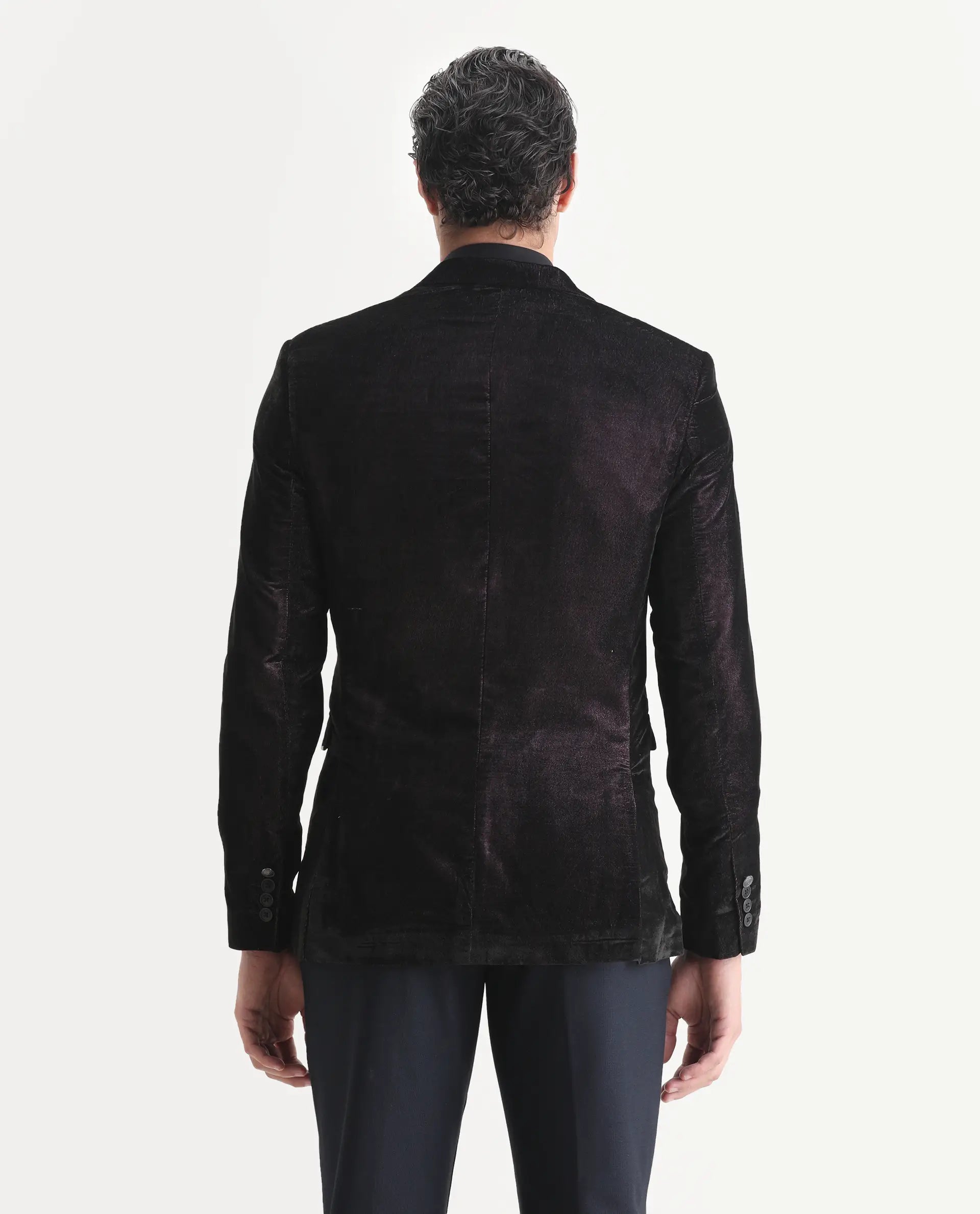 Rare Rabbit Men's Velter Light Purple Velvet Plain Tailored Fit Full Sleeve Lapel Neck Blazer