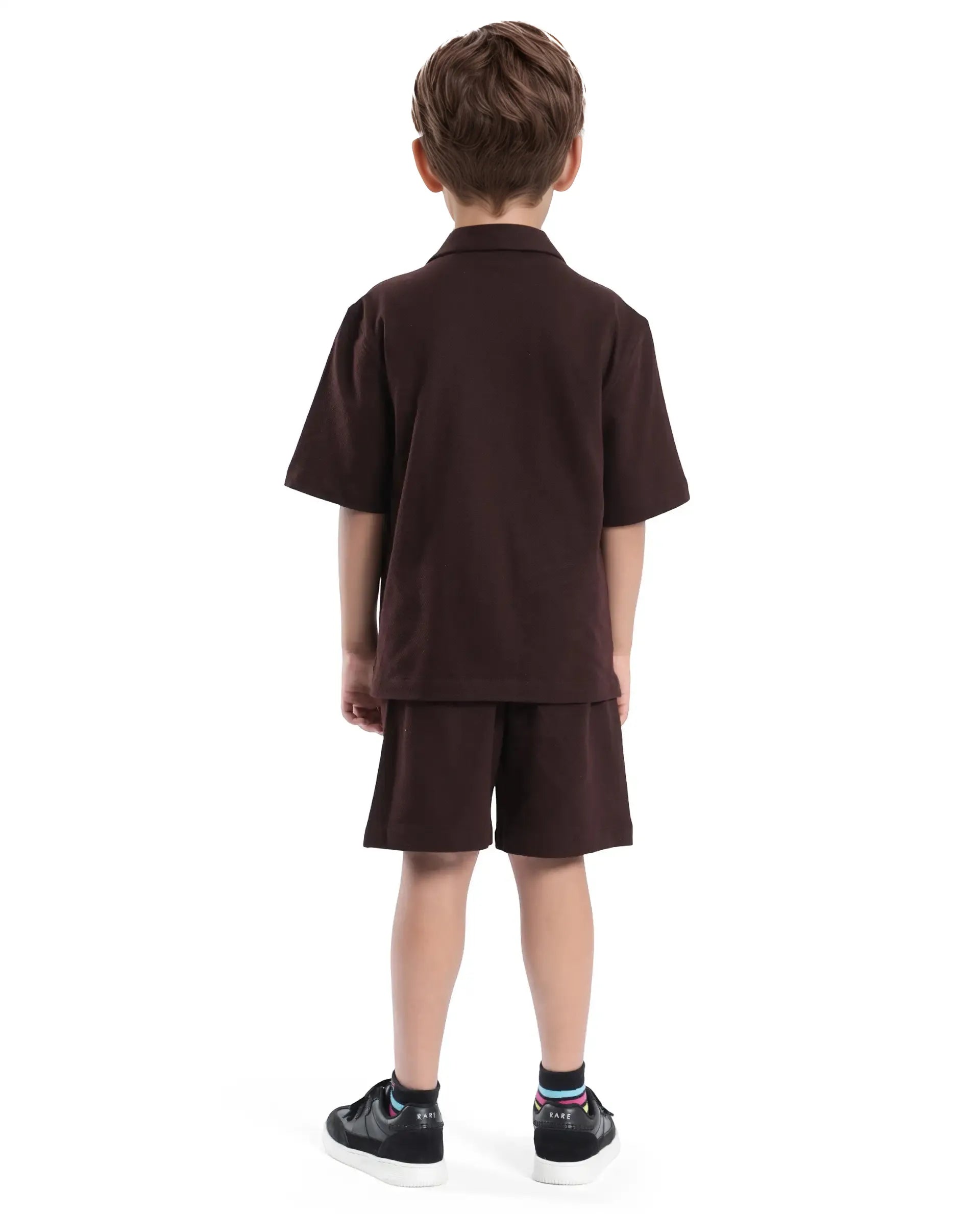 Rare Ones Kids Veno-B Brown Cotton Drawstring Closure Solid Regular Fit Shorts