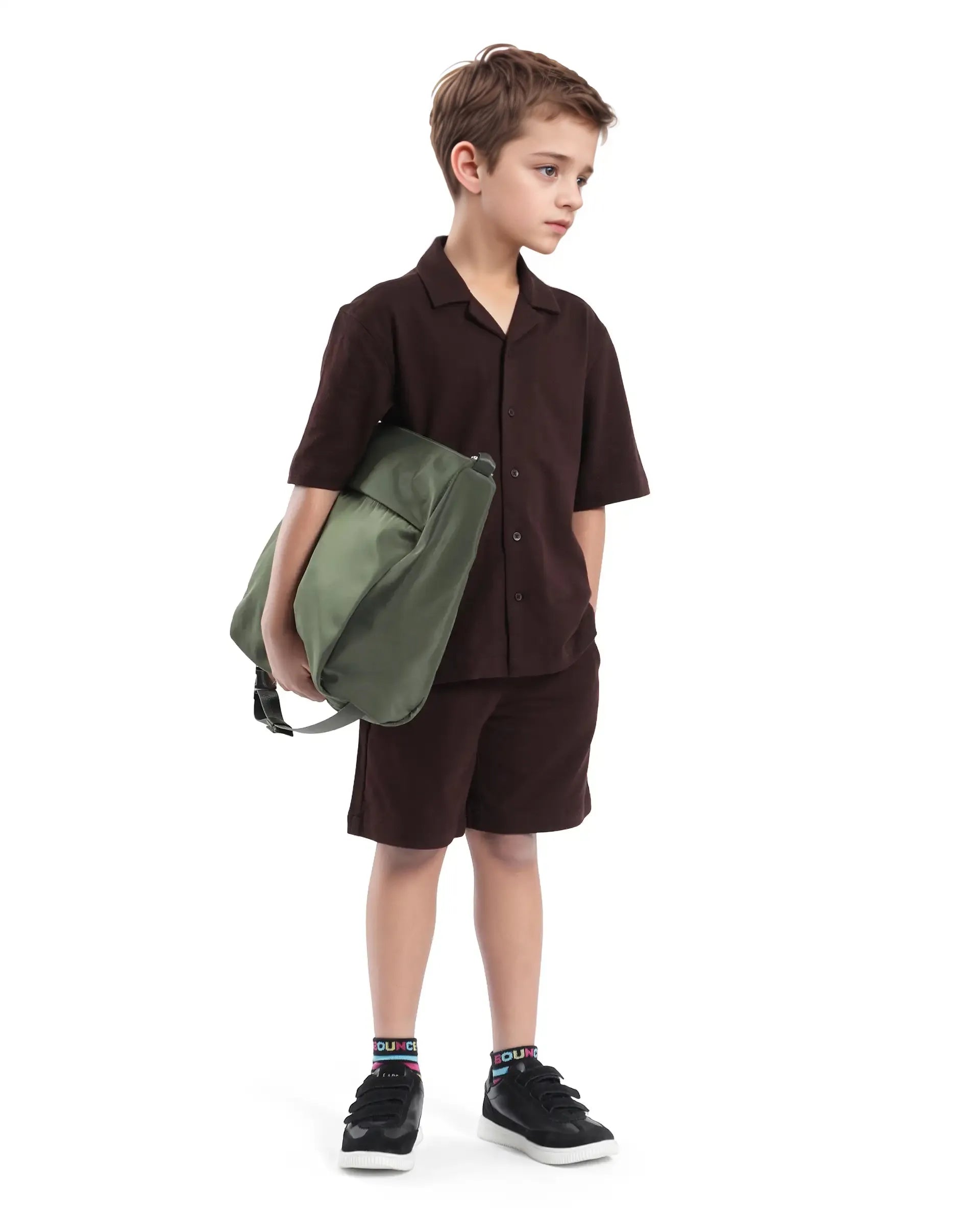 Rare Ones Kids Veno-B Brown Cotton Drawstring Closure Solid Regular Fit Shorts
