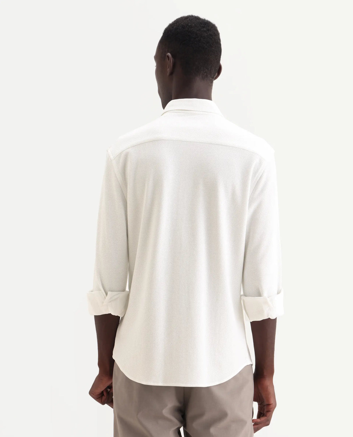 Rare Rabbit Men's Venziya-25 White Cotton Fabric Spread Collar Regular Fit Textured Shirt