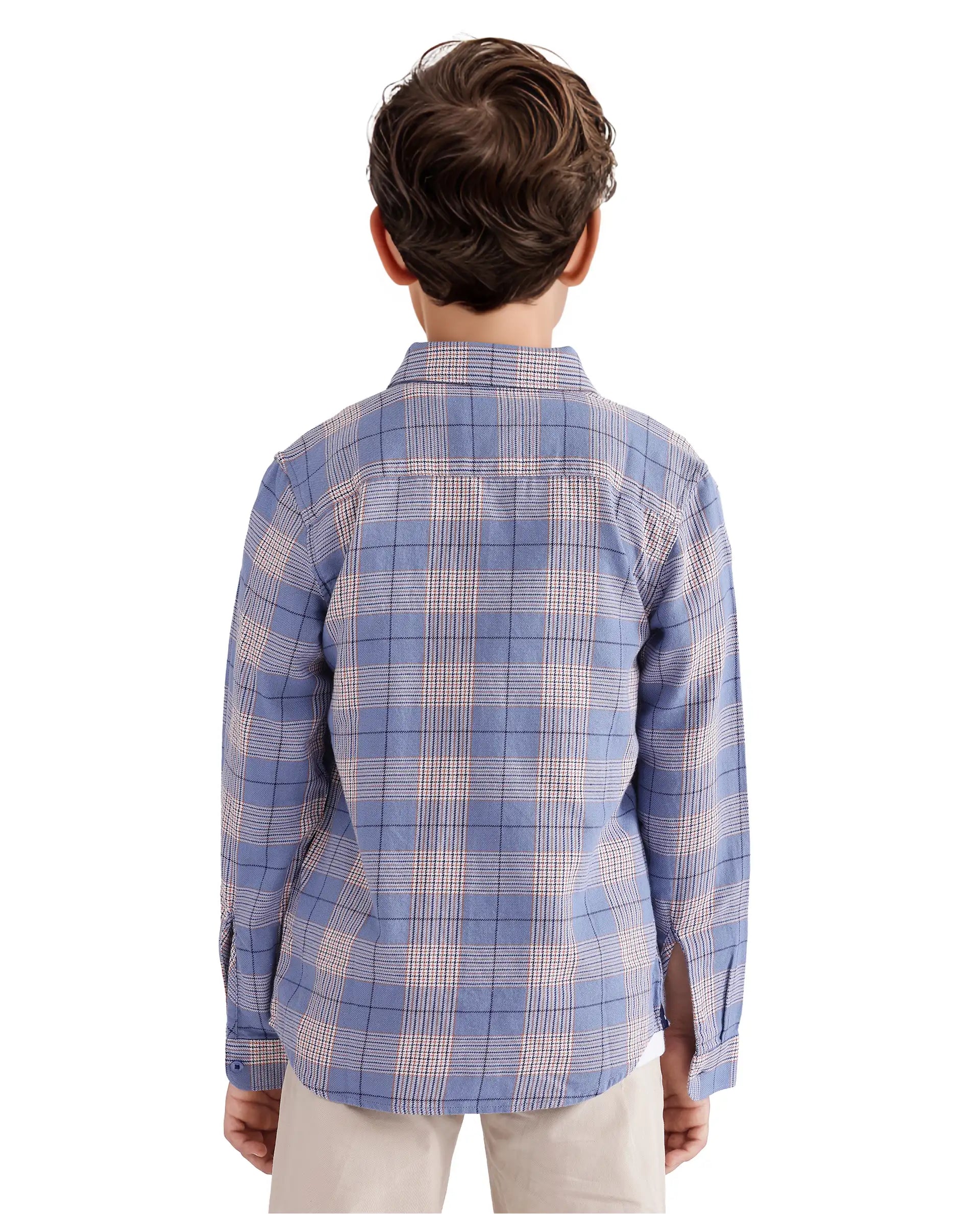 Rare Ones Kids Ver Blue Cotton Full Sleeves Button Down Regular Fit Checked Shirt