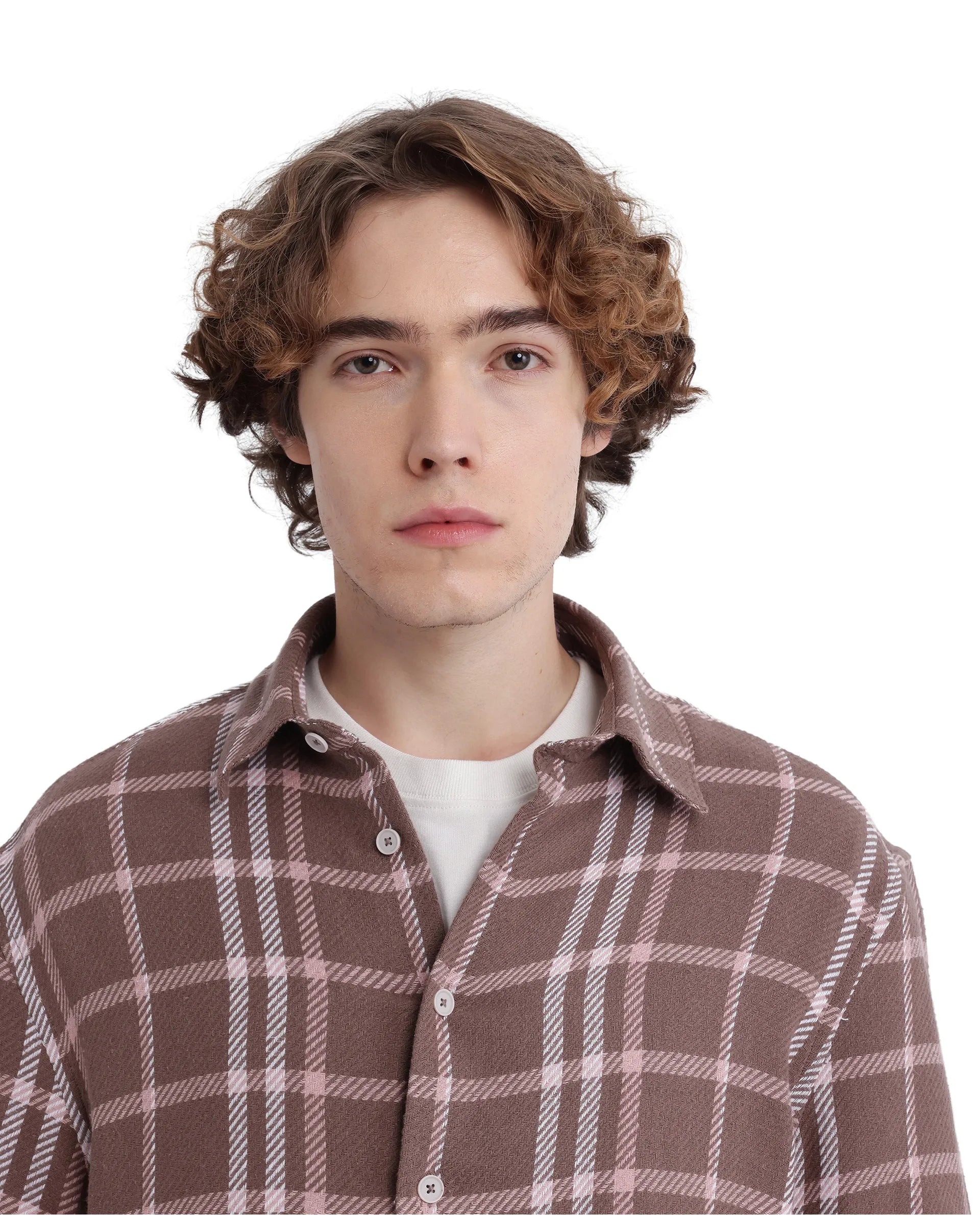 Rare Rabbit Men's Vexlum Light Brown Cotton Fabric Short Sleeve Collared Neck Button Closure Printed Shirt