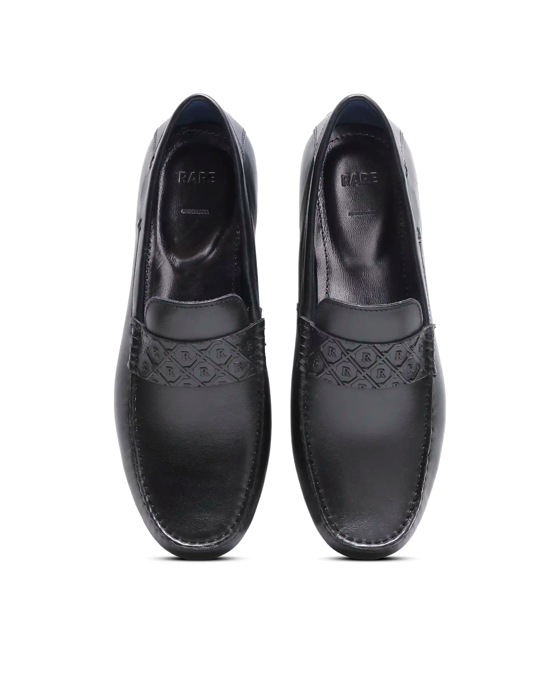 Rare Rabbit Men's Viento Black Leather Drivers