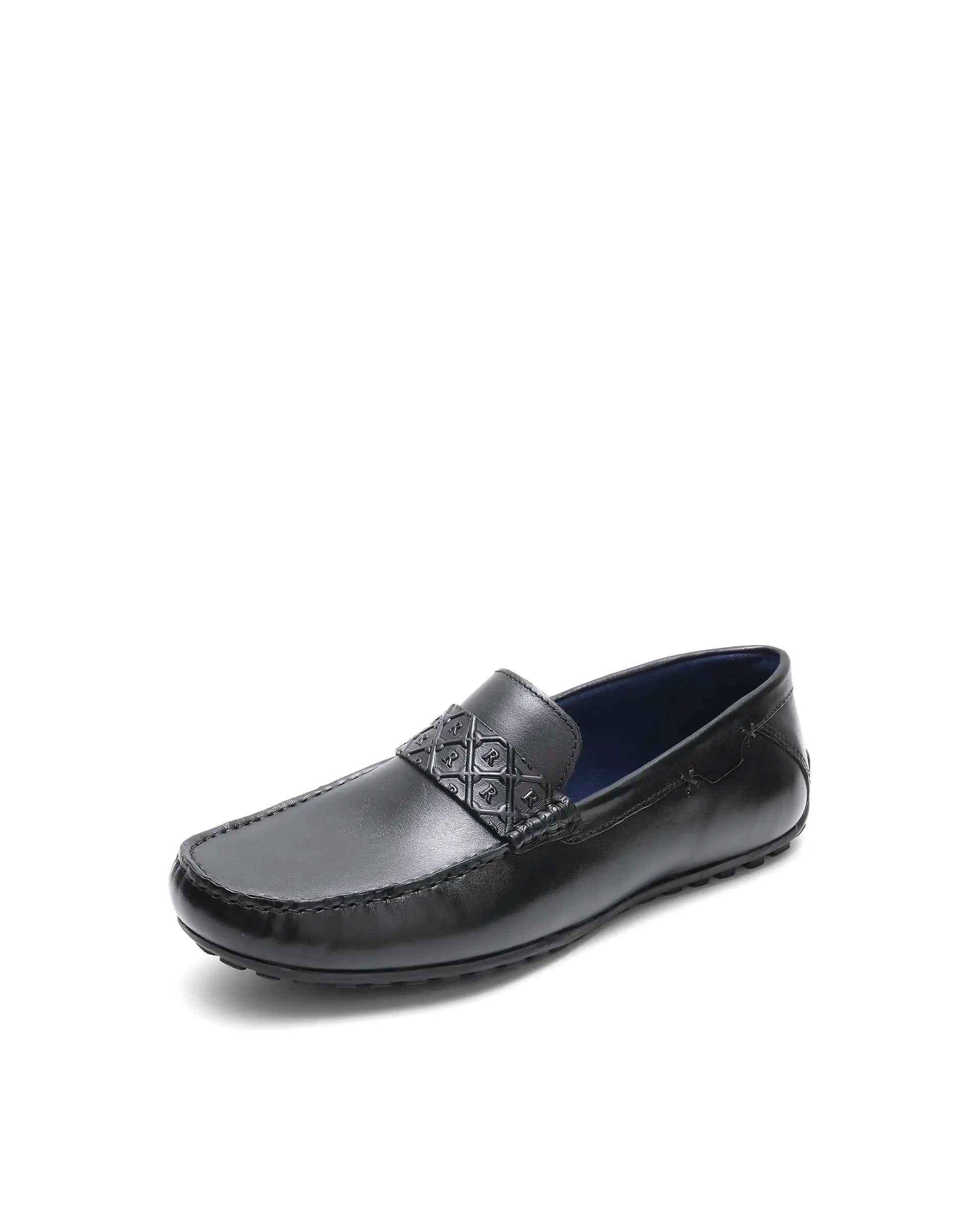 Rare Rabbit Men's Viento Black Leather Drivers