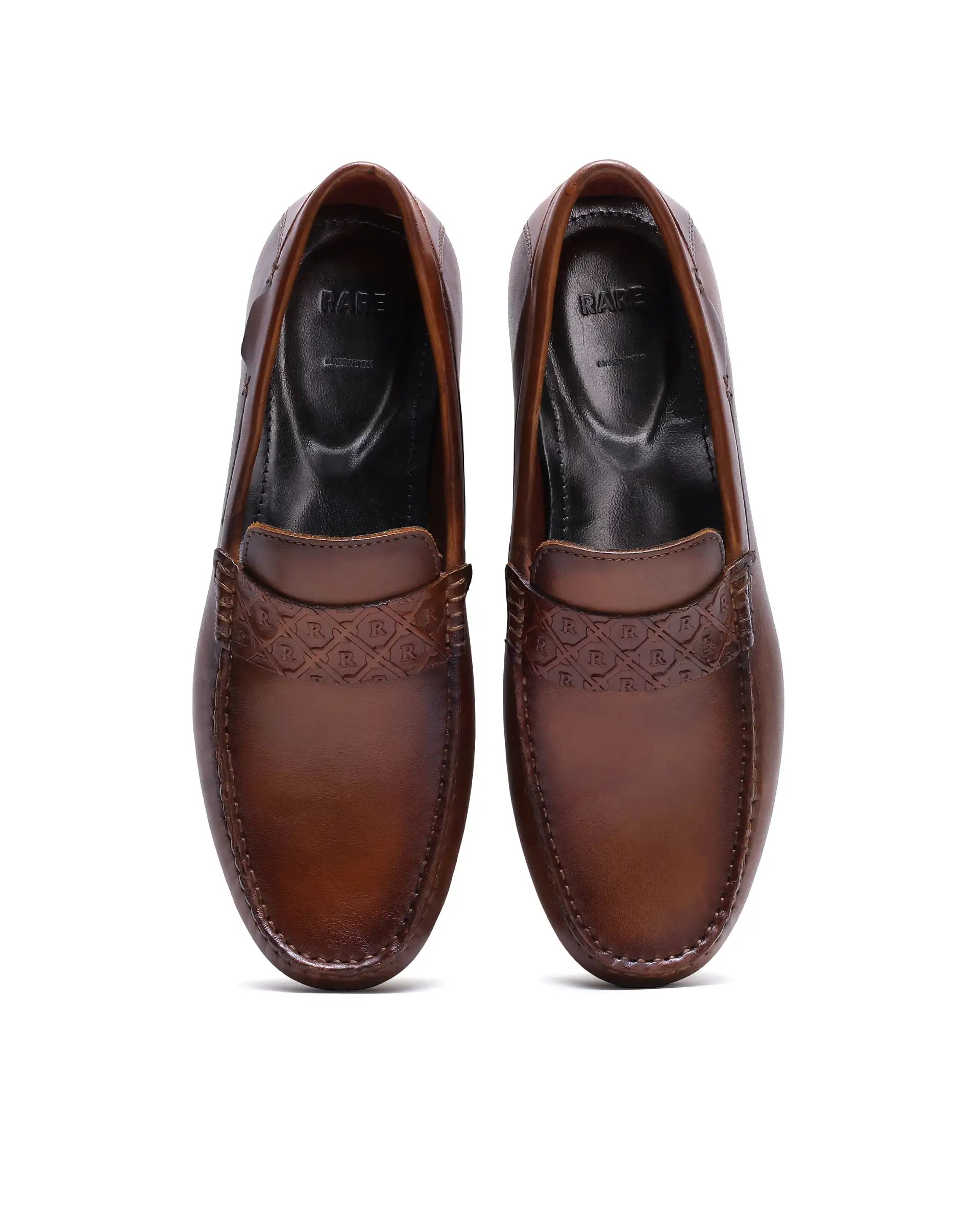 Rare Rabbit Men's Viento Tan Leather Drivers