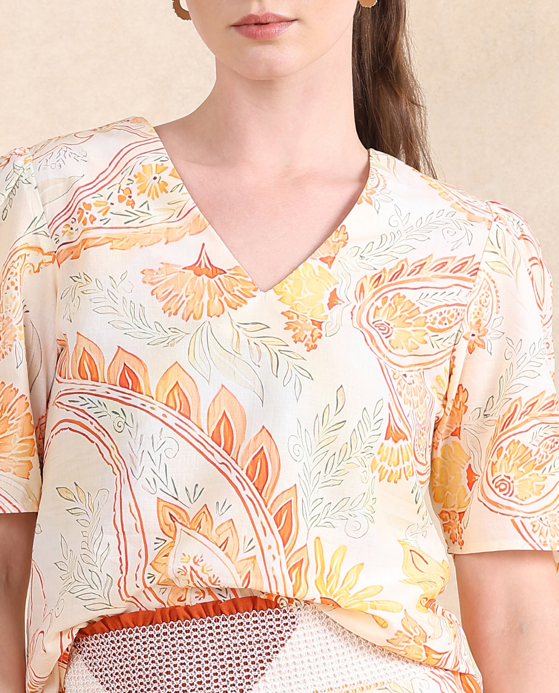 Rareism Women Bresica Light Multi Flared Paisley Print Midi Skirt