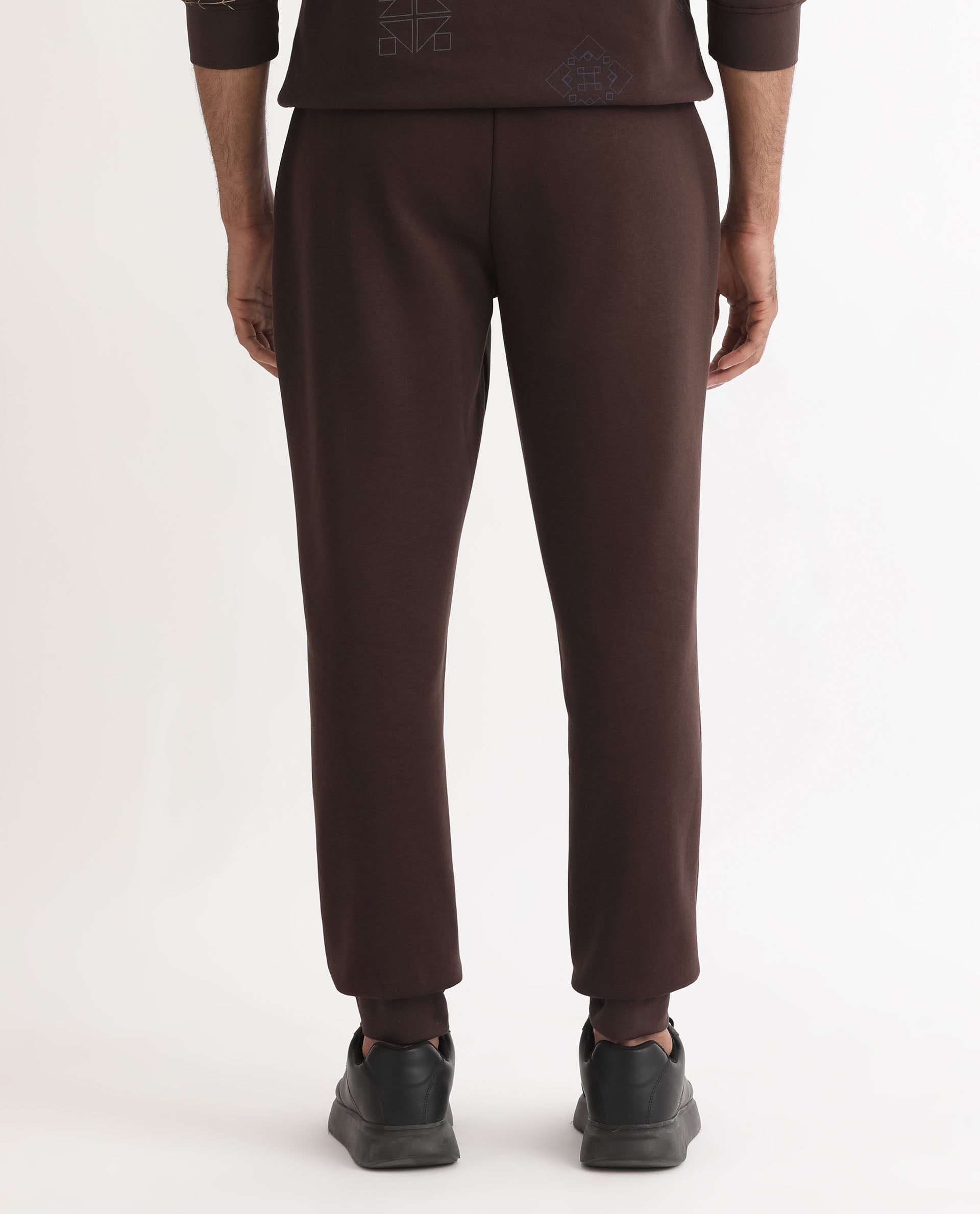 Rare Rabbit Mens Vik Brown Track Pant Cotton Polyester Fabric Mid Rise Knitted Draw String Closure Regular Fit